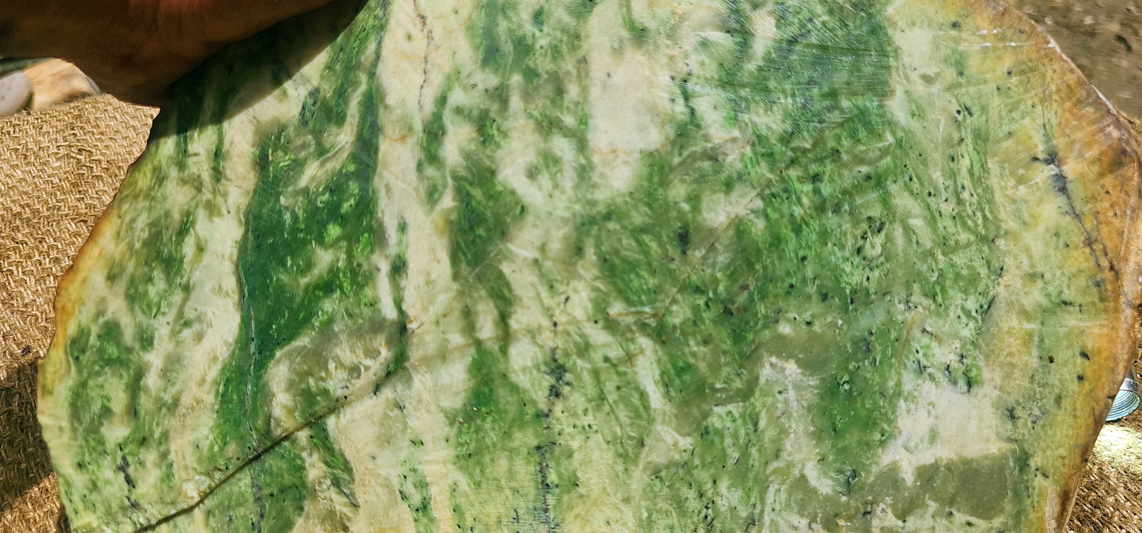 Natural Green and Yellow Nephrite Jade Rough Slab – 12.9 KG