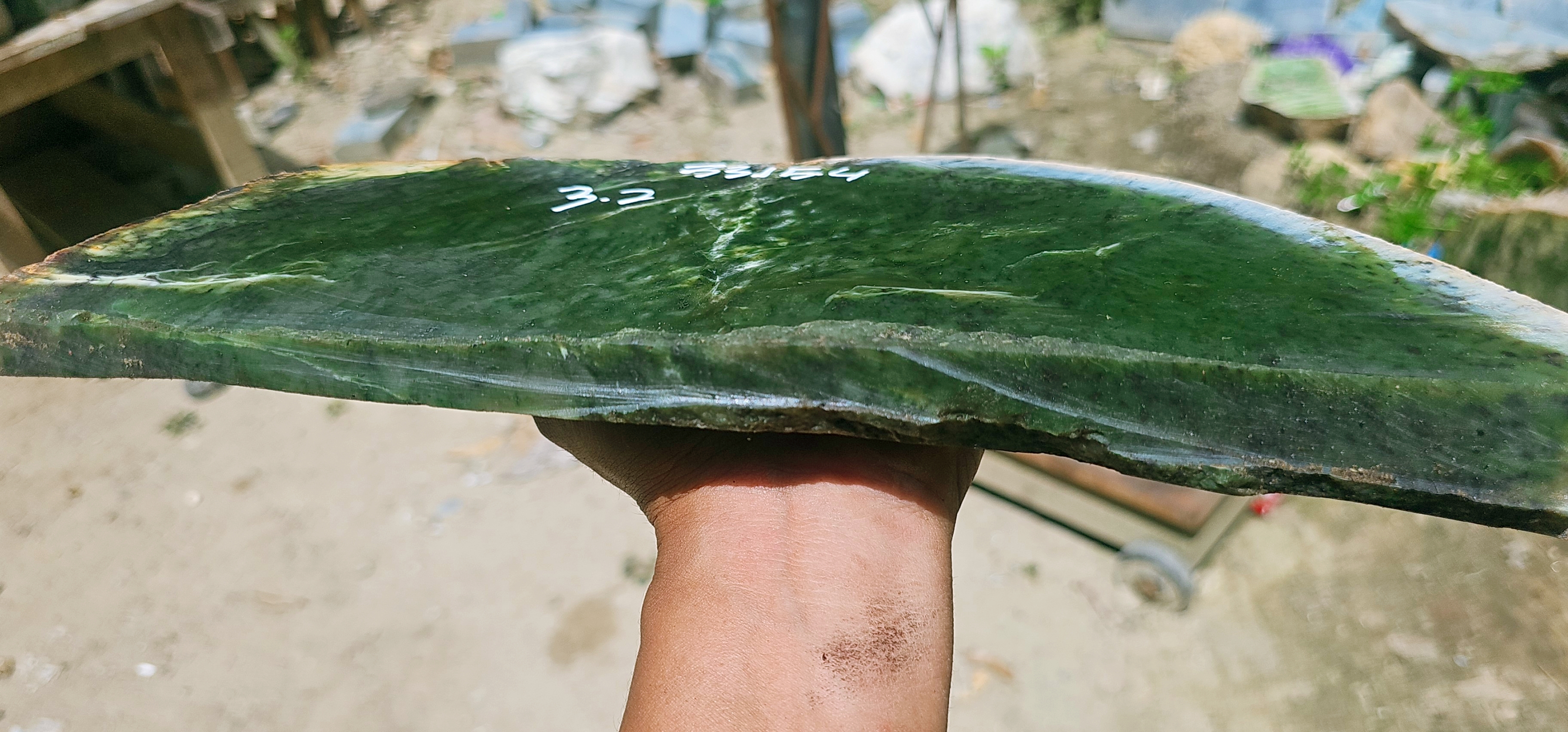 Natural Dark Green Nephrite Jade Rough Slab – 3.2 KG
