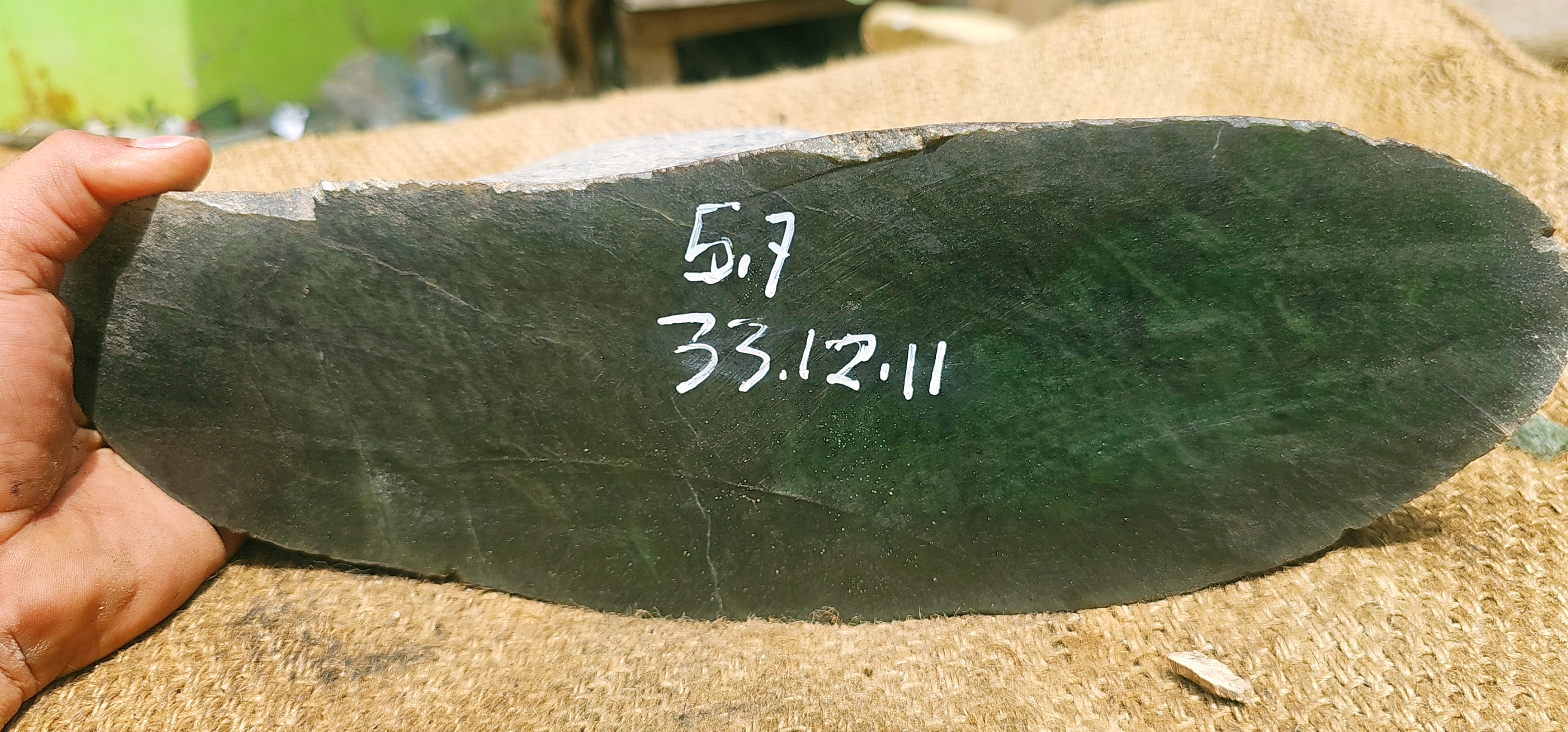 Natural Dark Green Nephrite Jade Rough Slab – 5.7 KG
