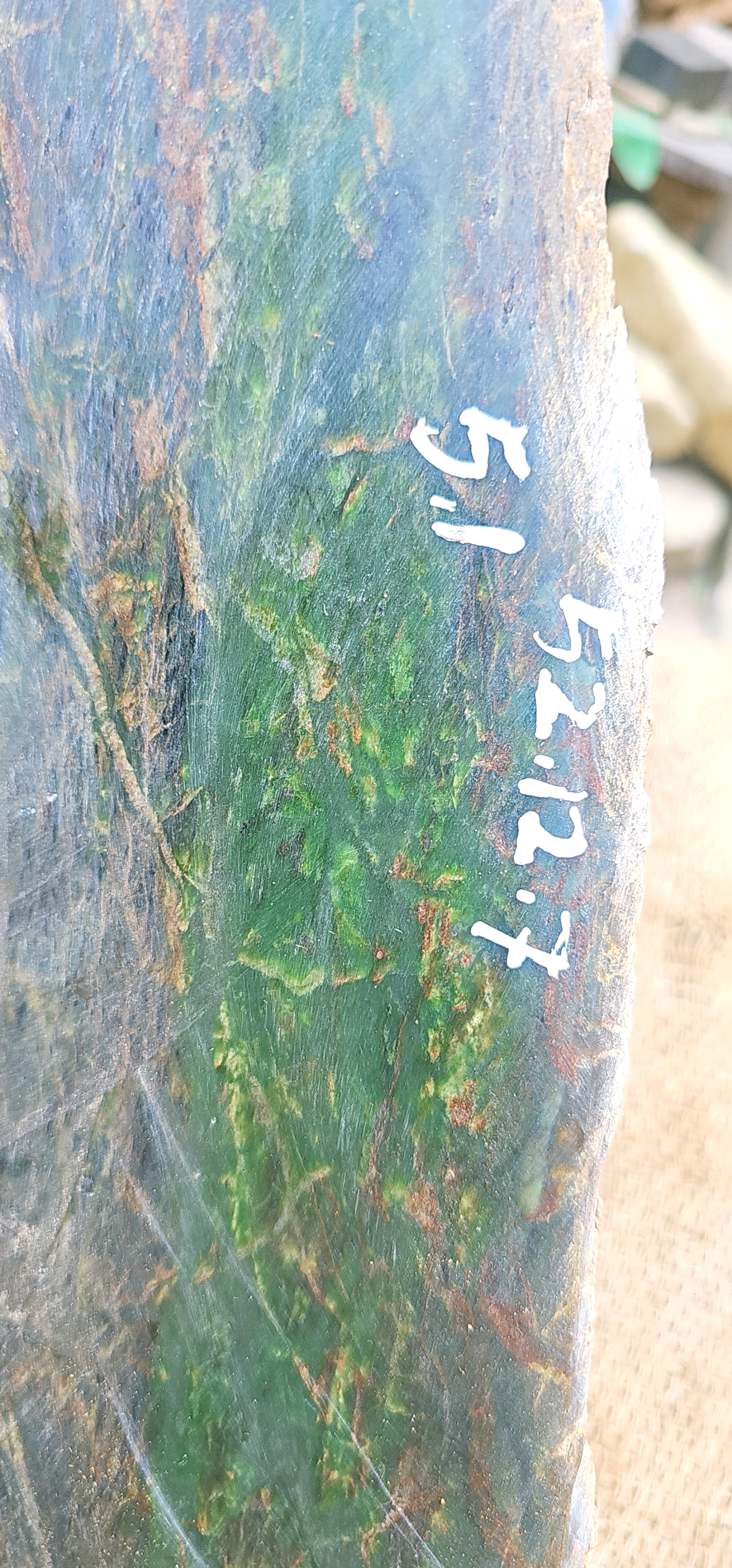 Natural Blue-Green Nephrite Jade Rough Stone Slab – 5.1 KG | Unique Mineral Patterns