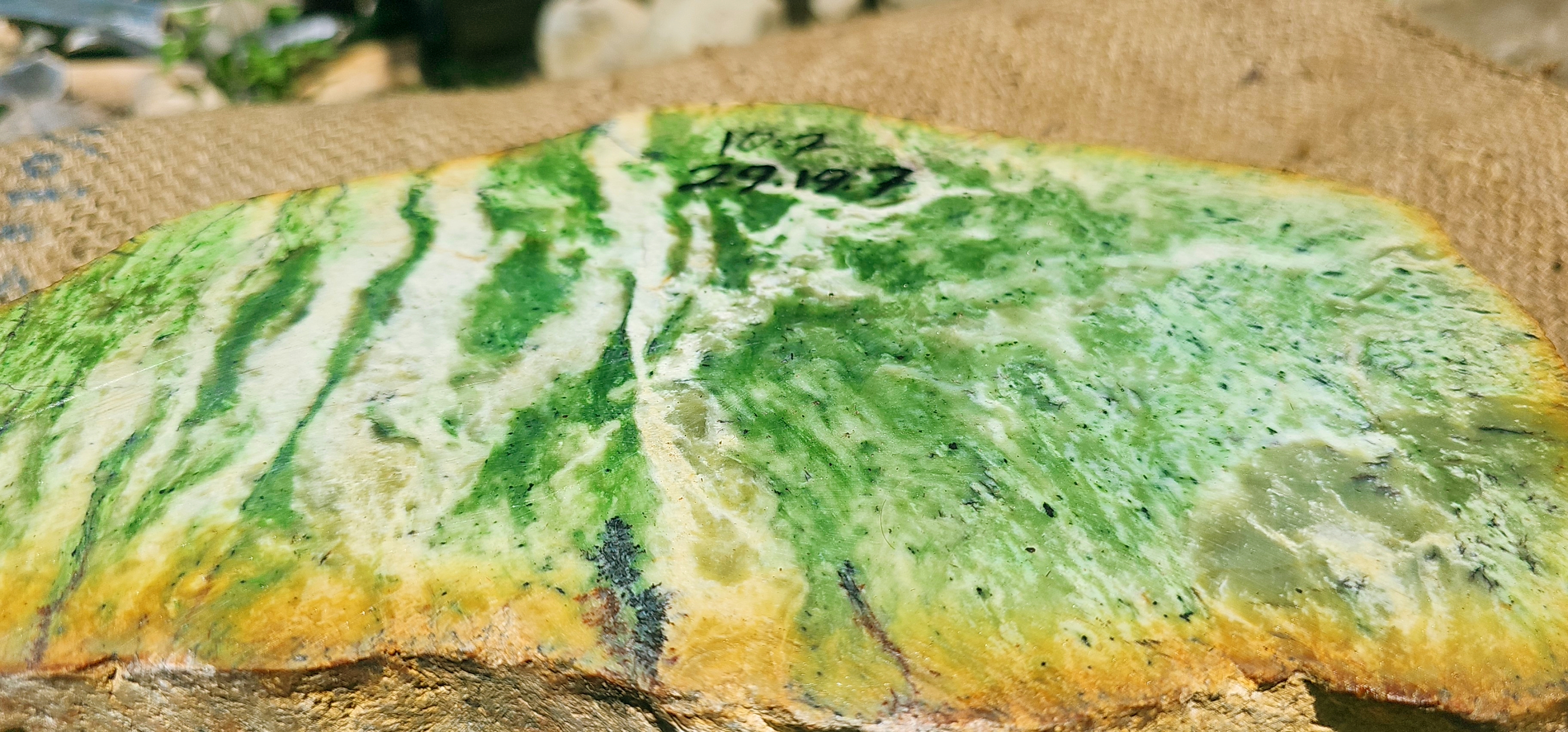 Expert-Verified Natural Nephrite Jade Rough Slab – 10.2 KG | Green, White & Golden Yellow Patterns