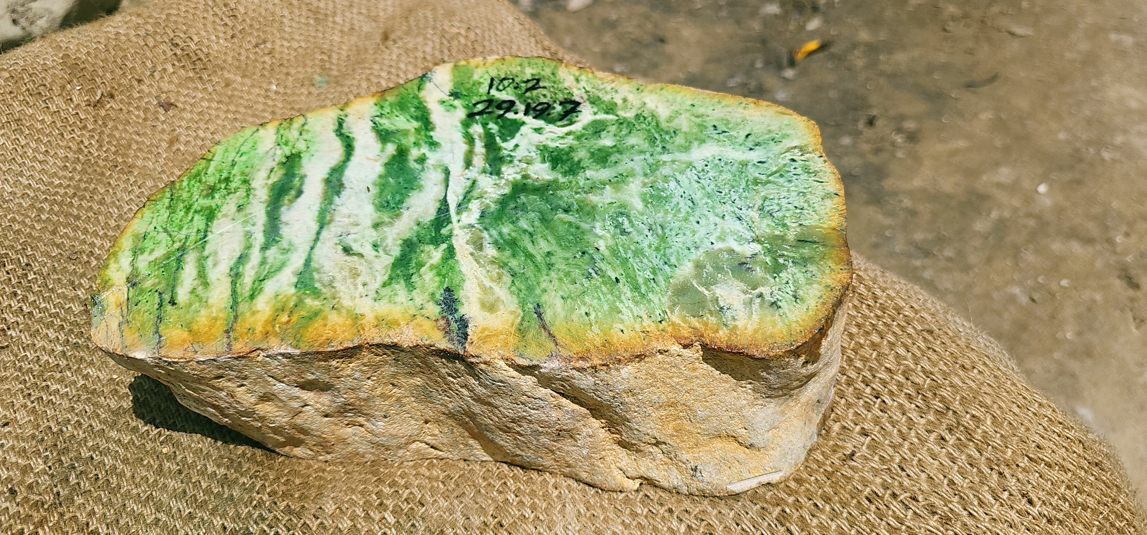 Expert-Verified Natural Nephrite Jade Rough Slab – 10.2 KG | Green, White & Golden Yellow Patterns