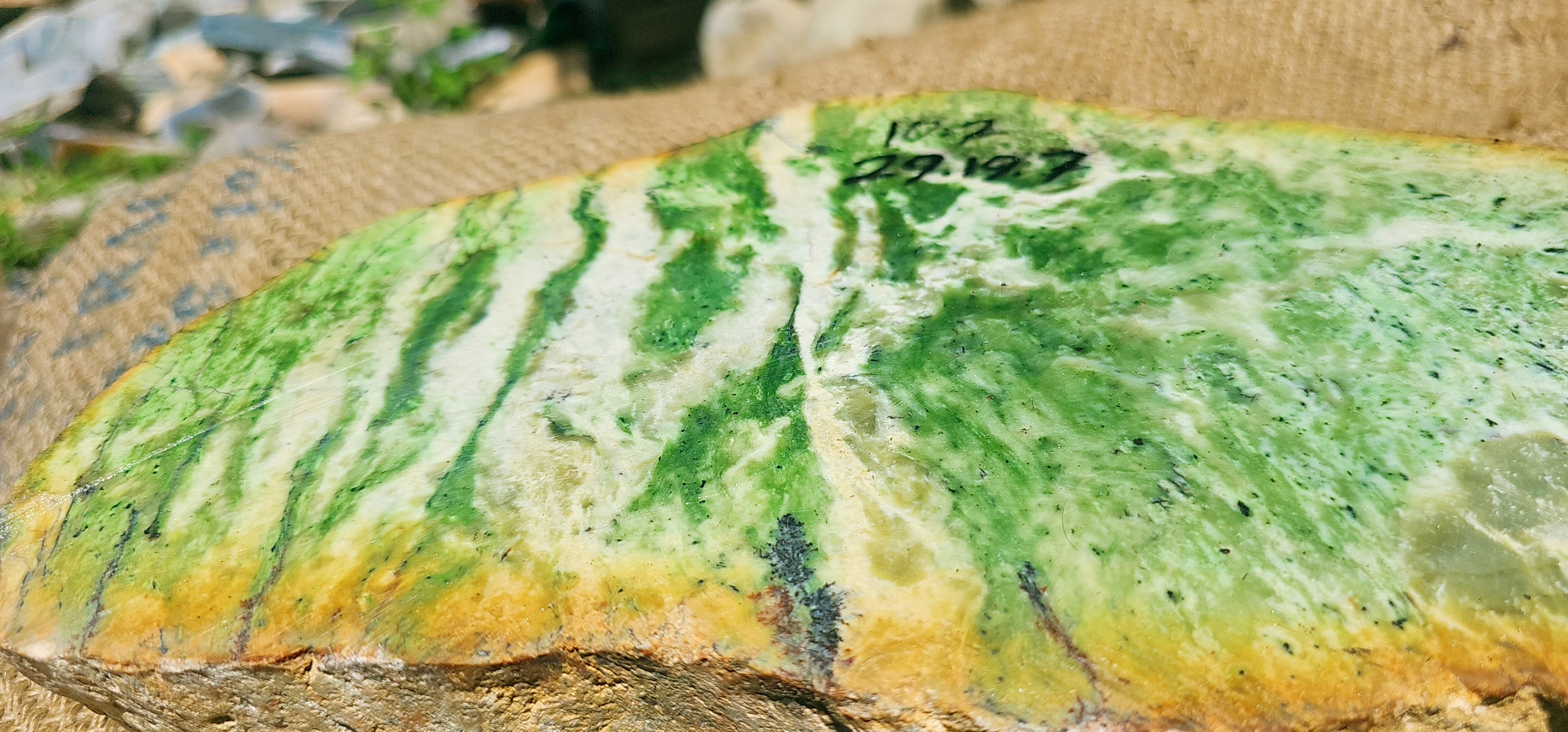 Expert-Verified Natural Nephrite Jade Rough Slab – 10.2 KG | Green, White & Golden Yellow Patterns