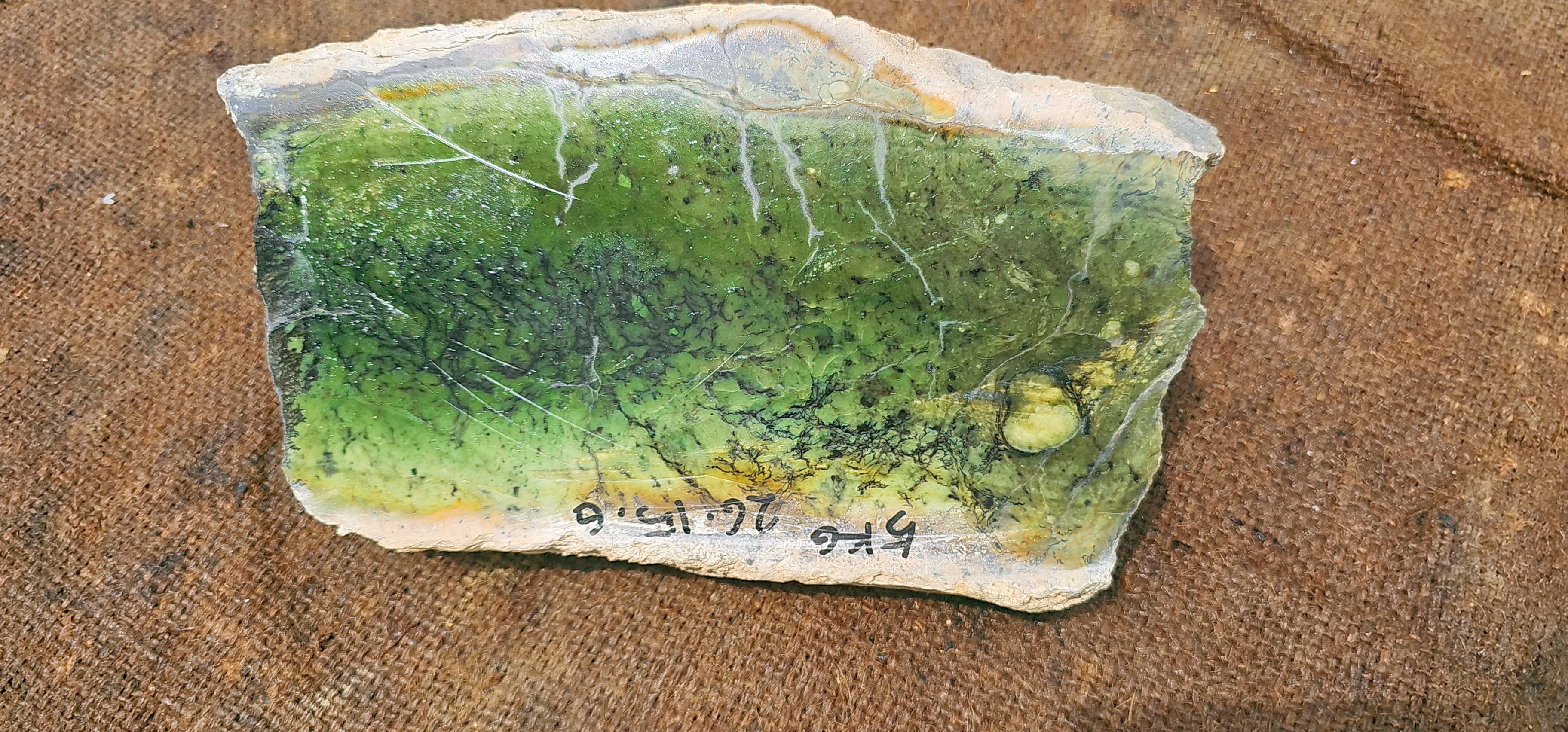 5KG Natural Green Nephrite Jade Slab – Lime Green and Forest Green Jade with Natural Veins