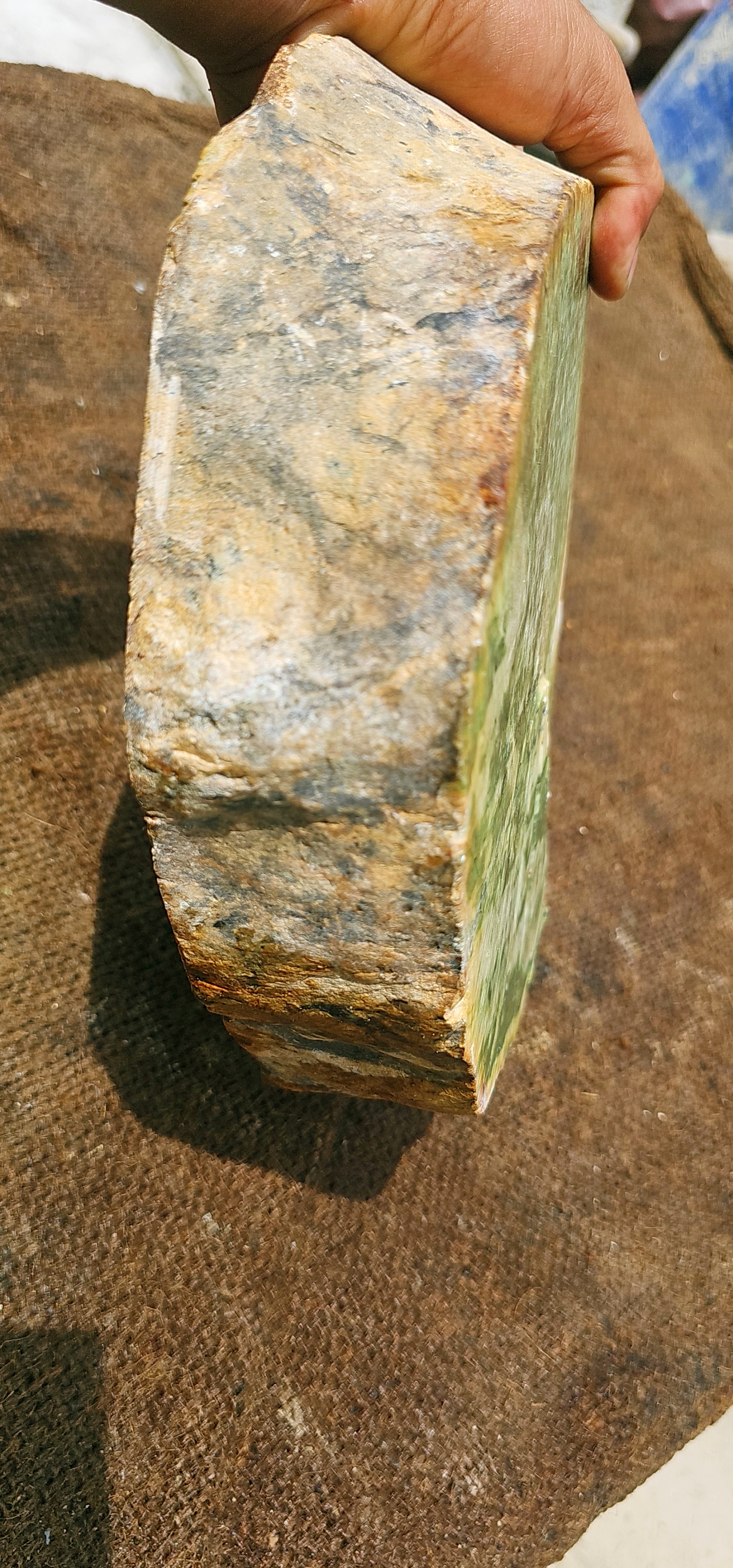 Natural Green and White Nephrite Jade Rough Stone – 7.6 KG