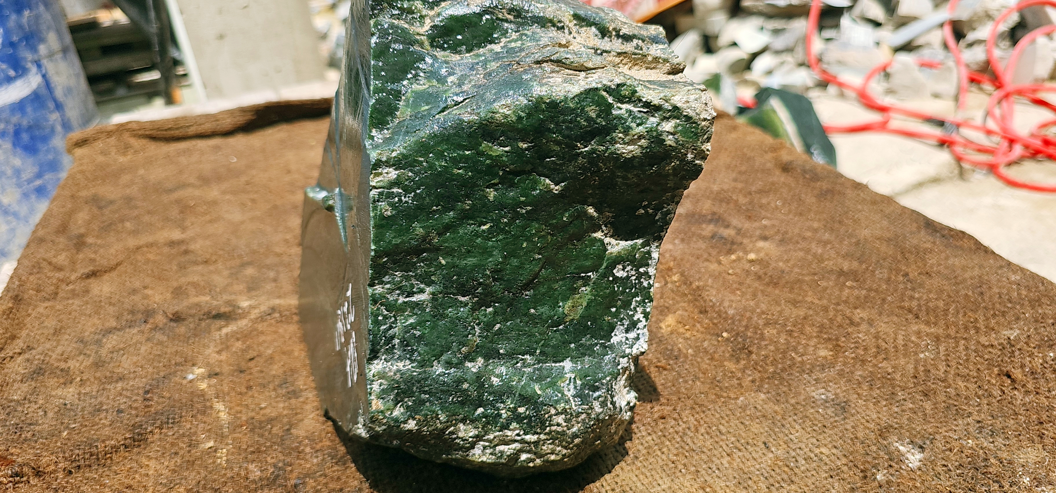 Expert-Verified Natural Dark Green Nephrite Jade Rough Stone – 10.4 KG