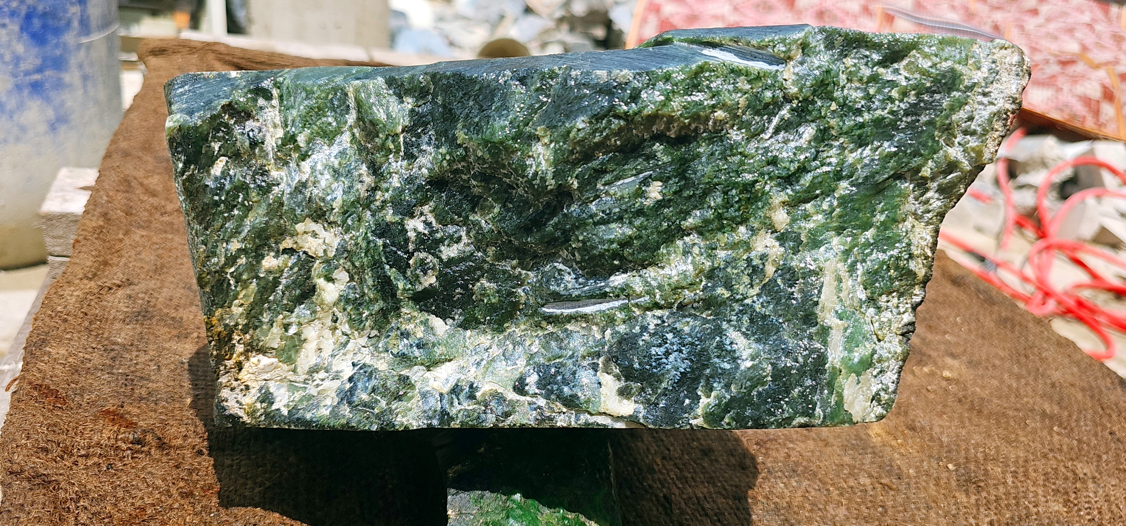 Expert-Verified Natural Dark Green Nephrite Jade Rough Stone – 10.4 KG
