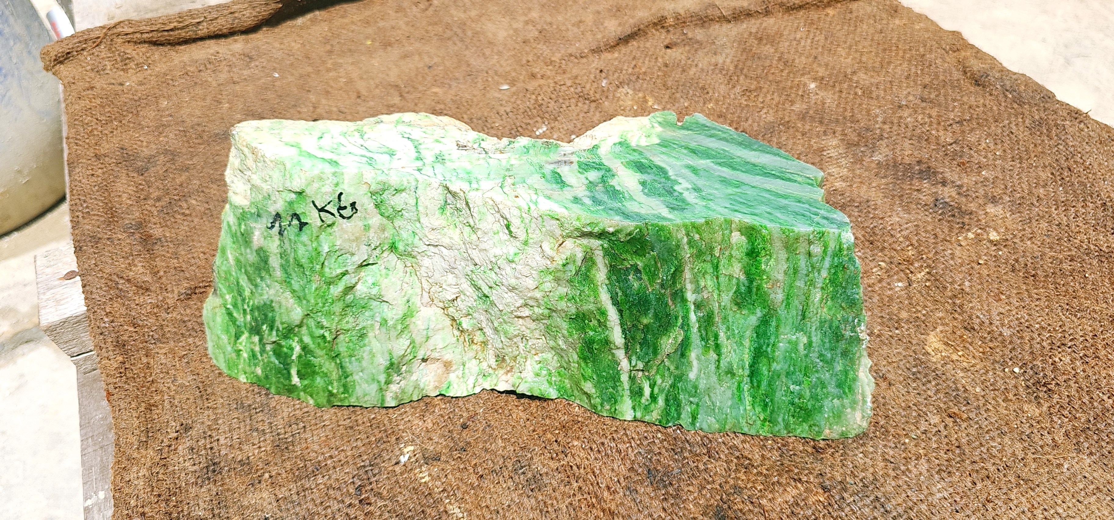 Expert-Verified Natural Green Nephrite Jade Rough Slab – 7.2 KG