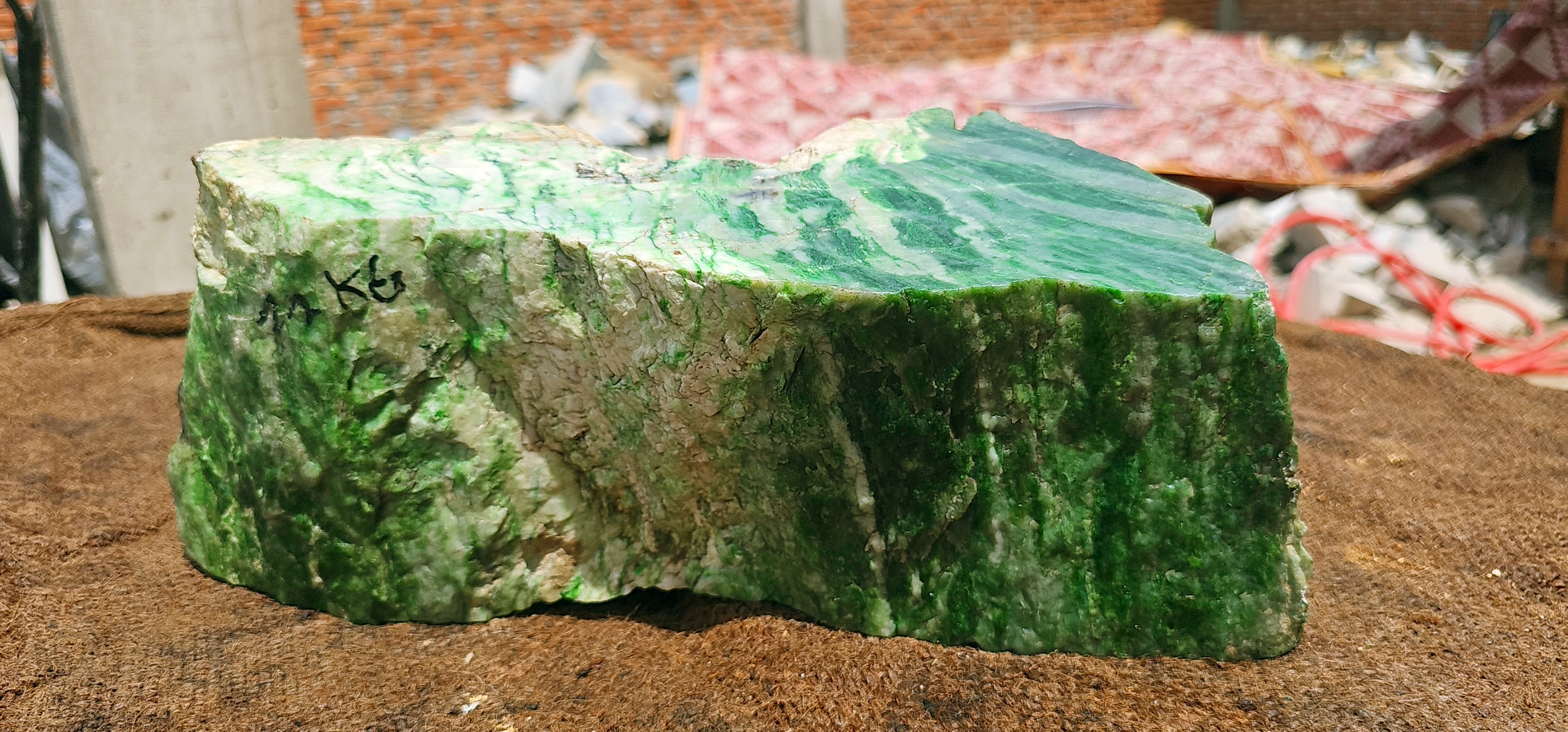 Expert-Verified Natural Green Nephrite Jade Rough Slab – 7.2 KG