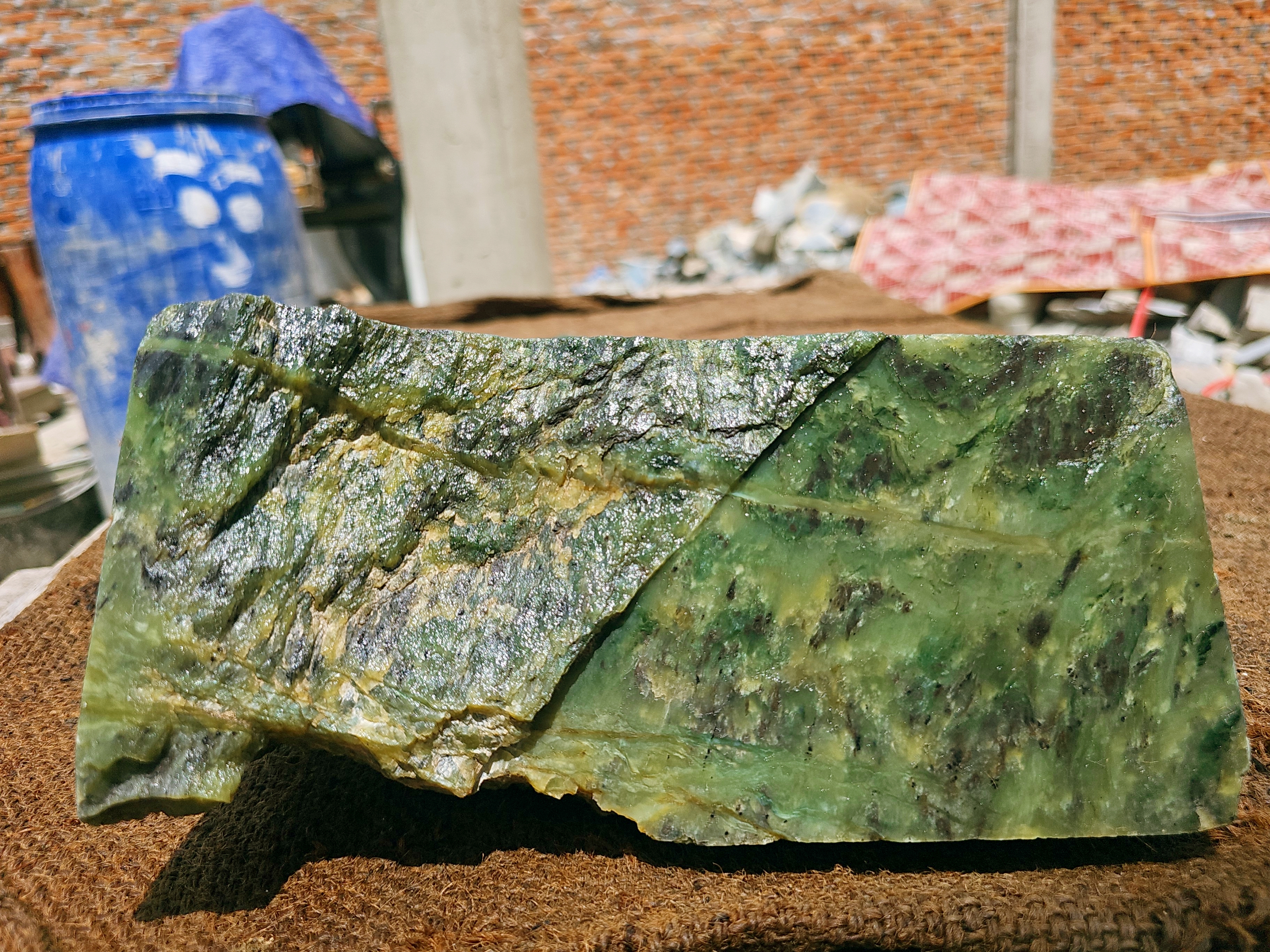 Expert-Verified Natural Green Nephrite Jade Rough Slab – 6.3 KG