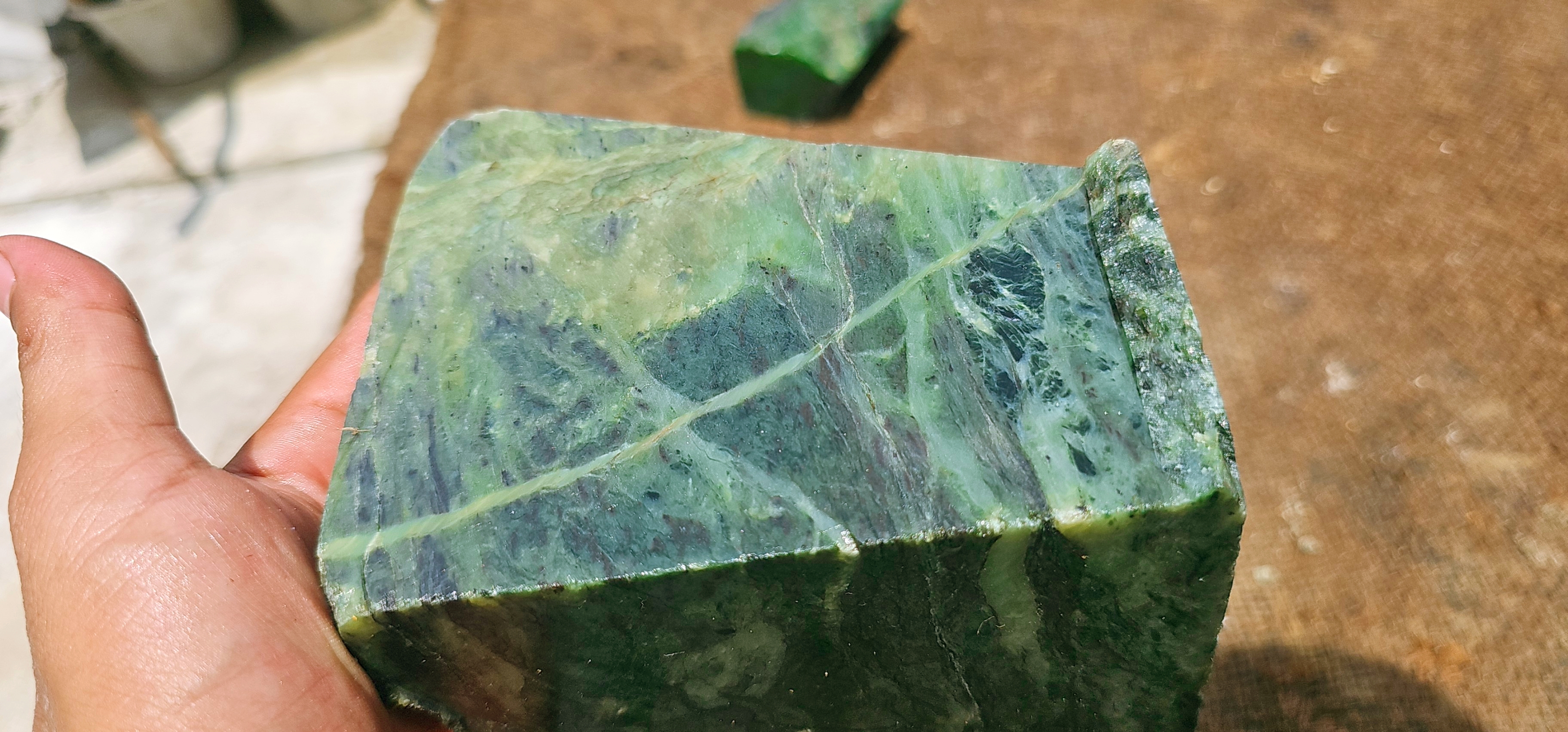 Expert-Verified Natural Green Nephrite Jade Rough Slab – 6.3 KG