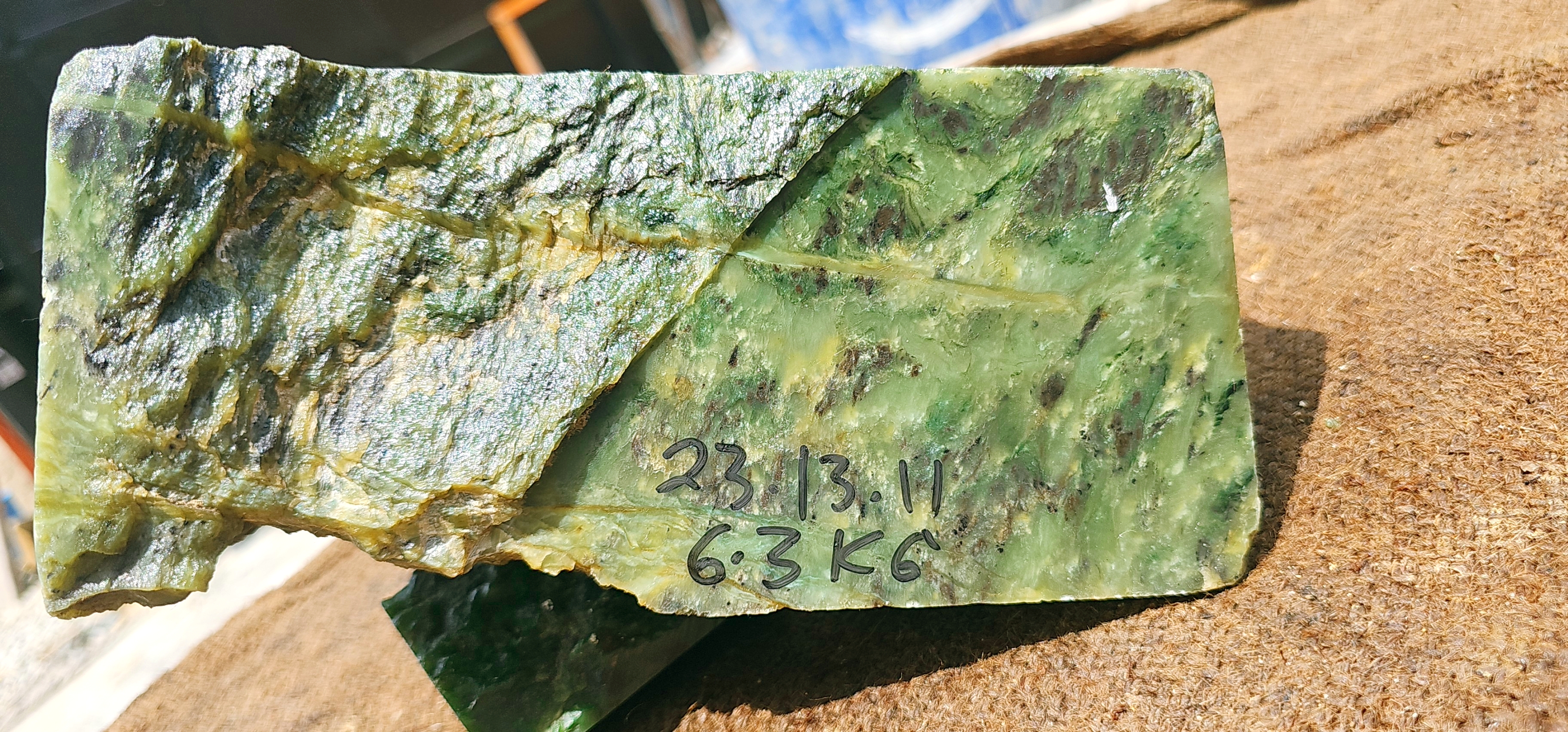 Expert-Verified Natural Green Nephrite Jade Rough Slab – 6.3 KG