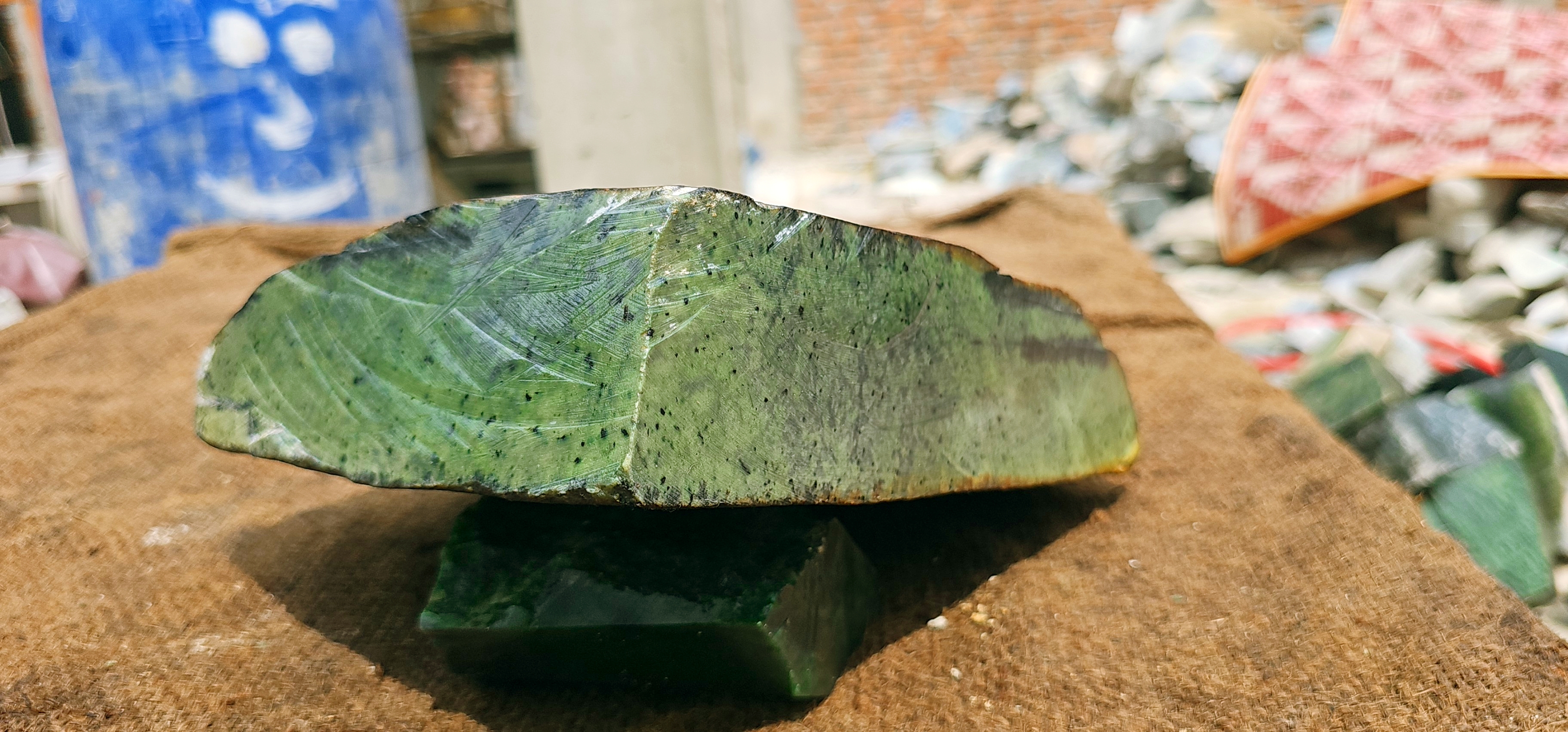 Expert-Verified Natural Light Green Nephrite Jade Rough Slab – 6 KG