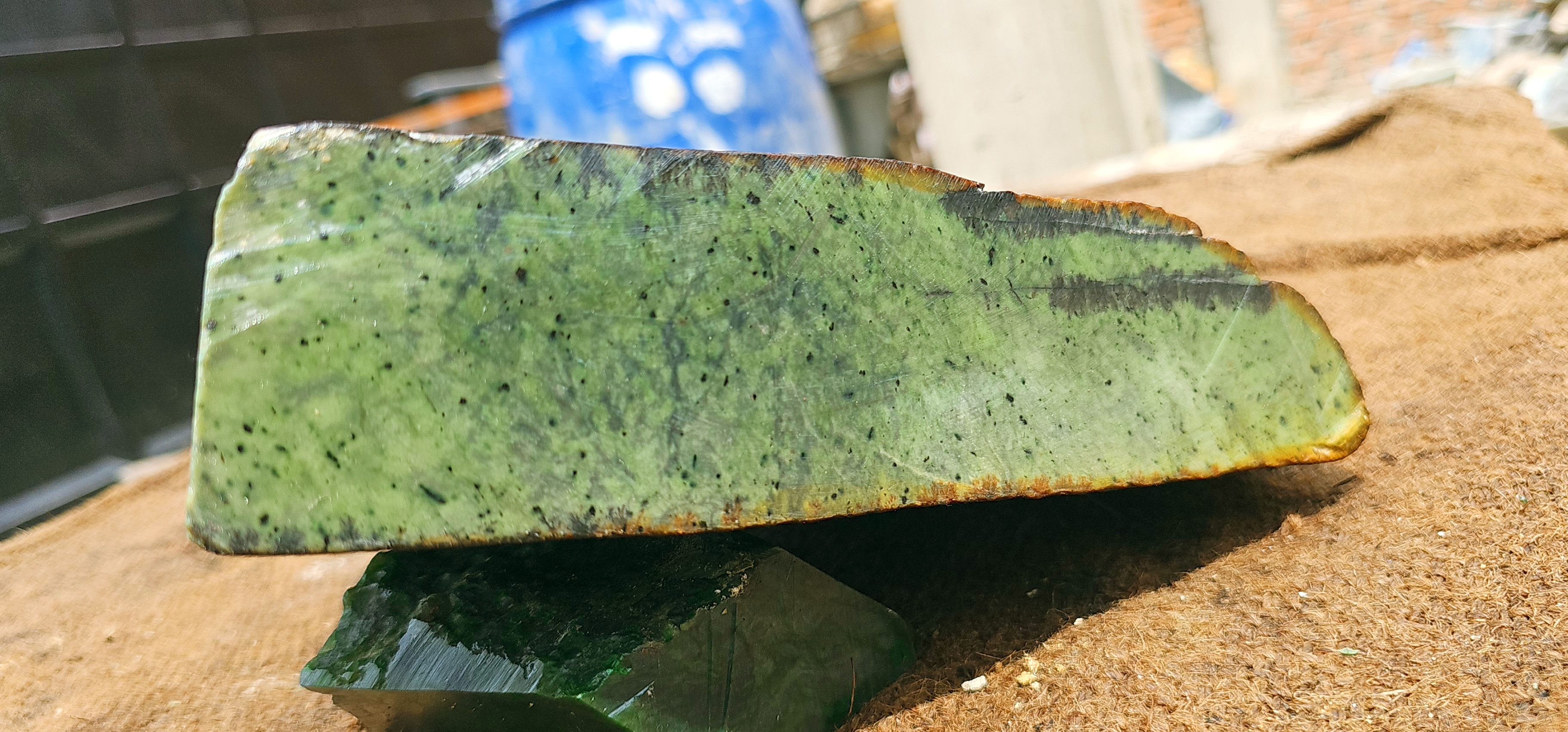 Expert-Verified Natural Light Green Nephrite Jade Rough Slab – 6 KG