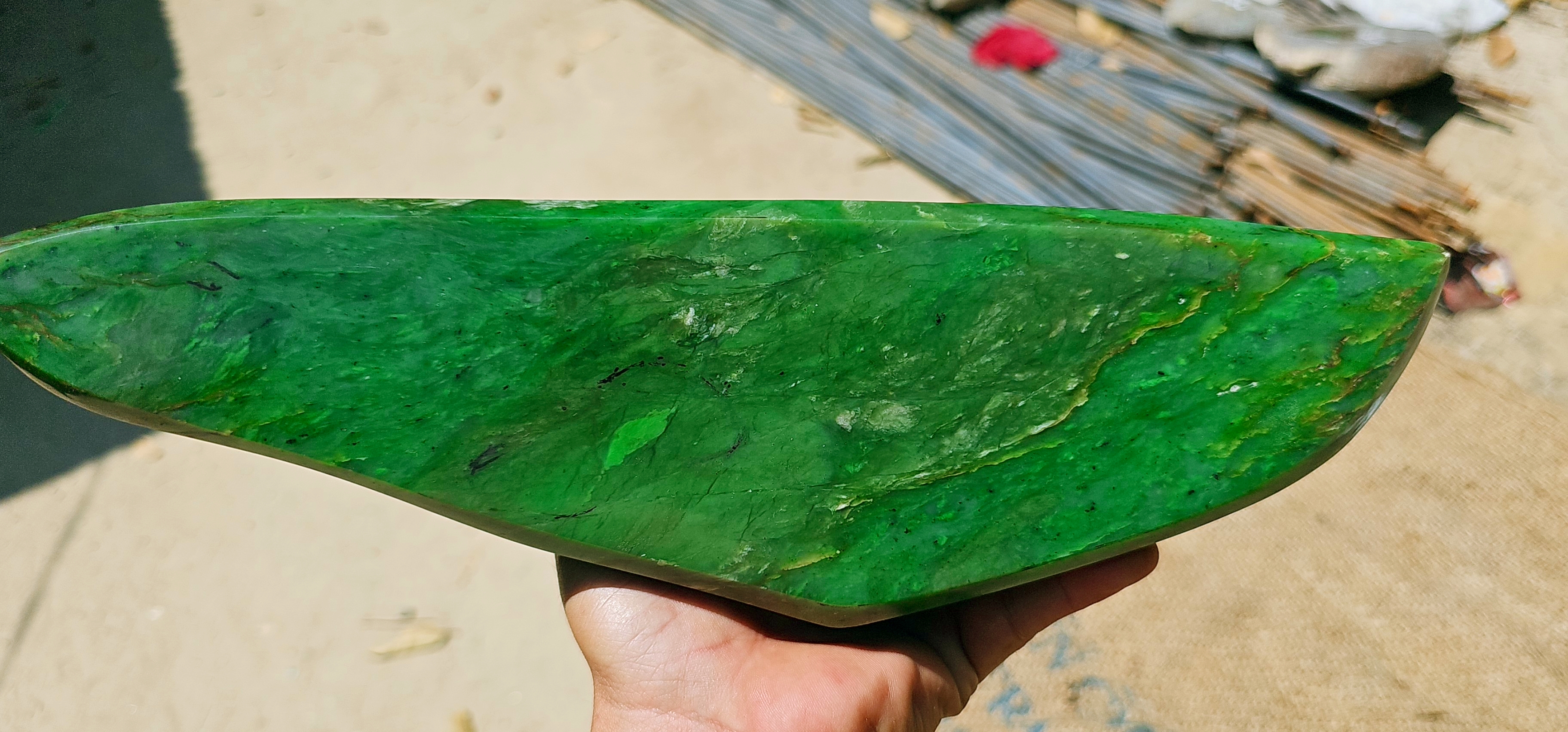 Aceh Natural Vivid Green Nephrite Jade Raw Stone – 2.4 KG