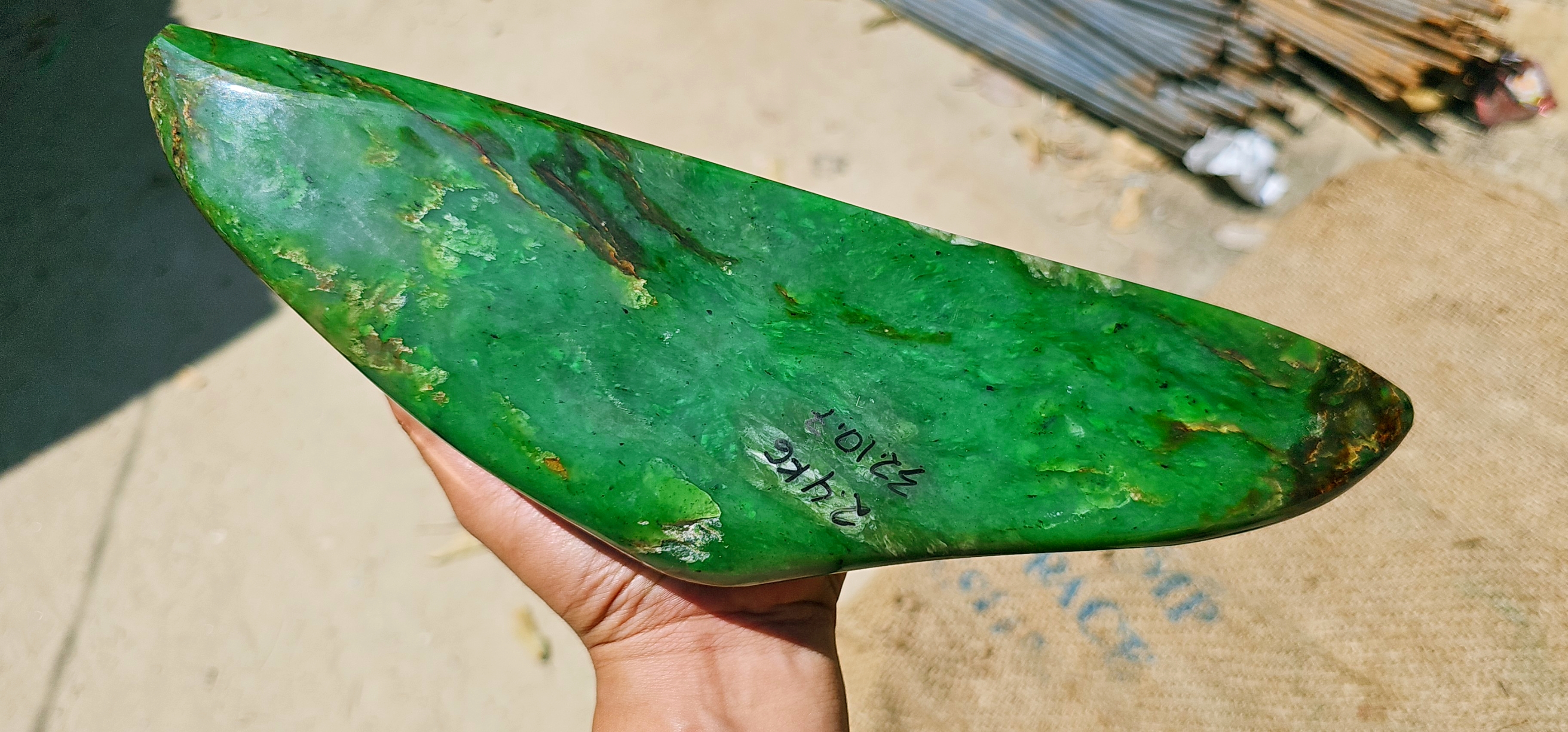 Aceh Natural Vivid Green Nephrite Jade Raw Stone – 2.4 KG