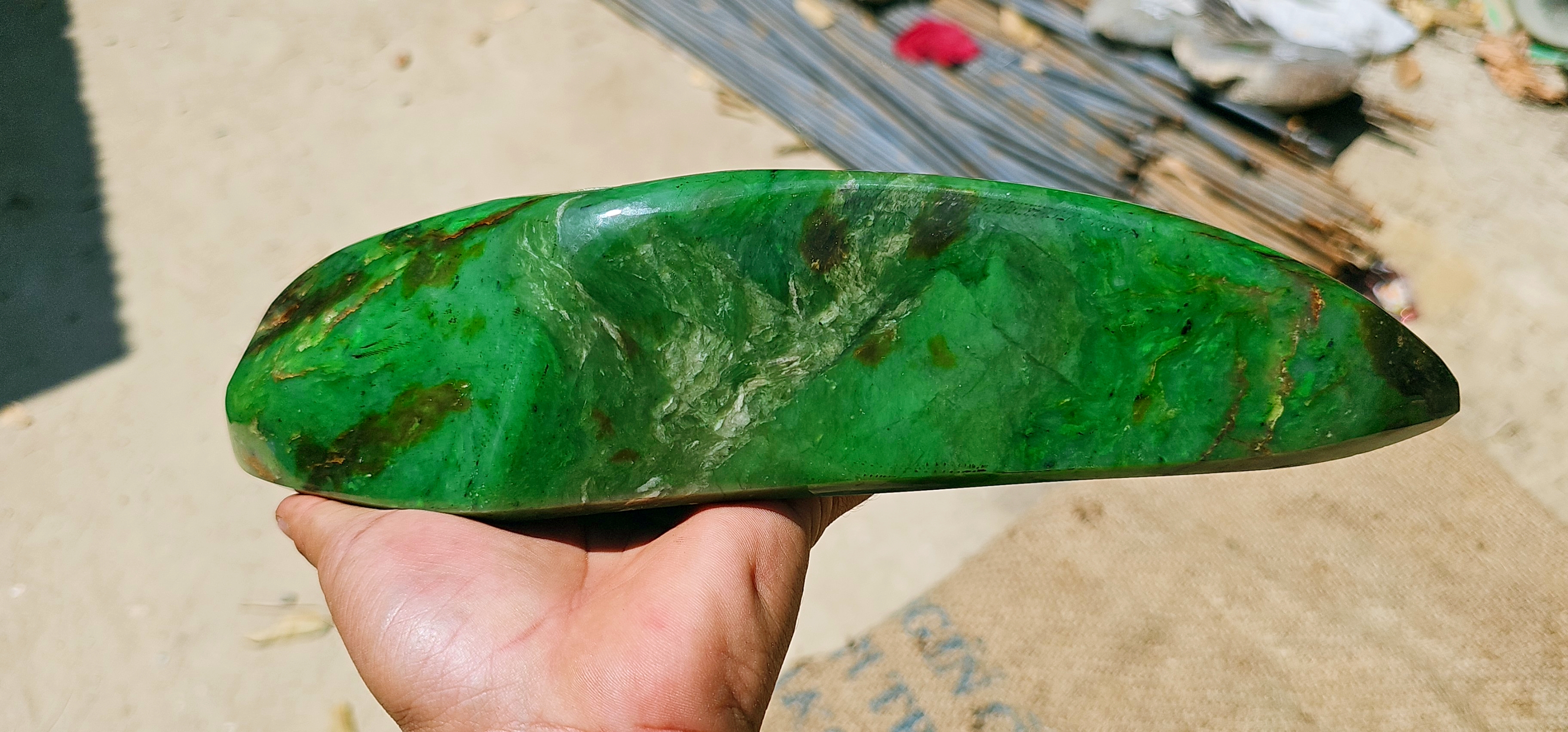 Aceh Natural Vivid Green Nephrite Jade Raw Stone – 2.4 KG