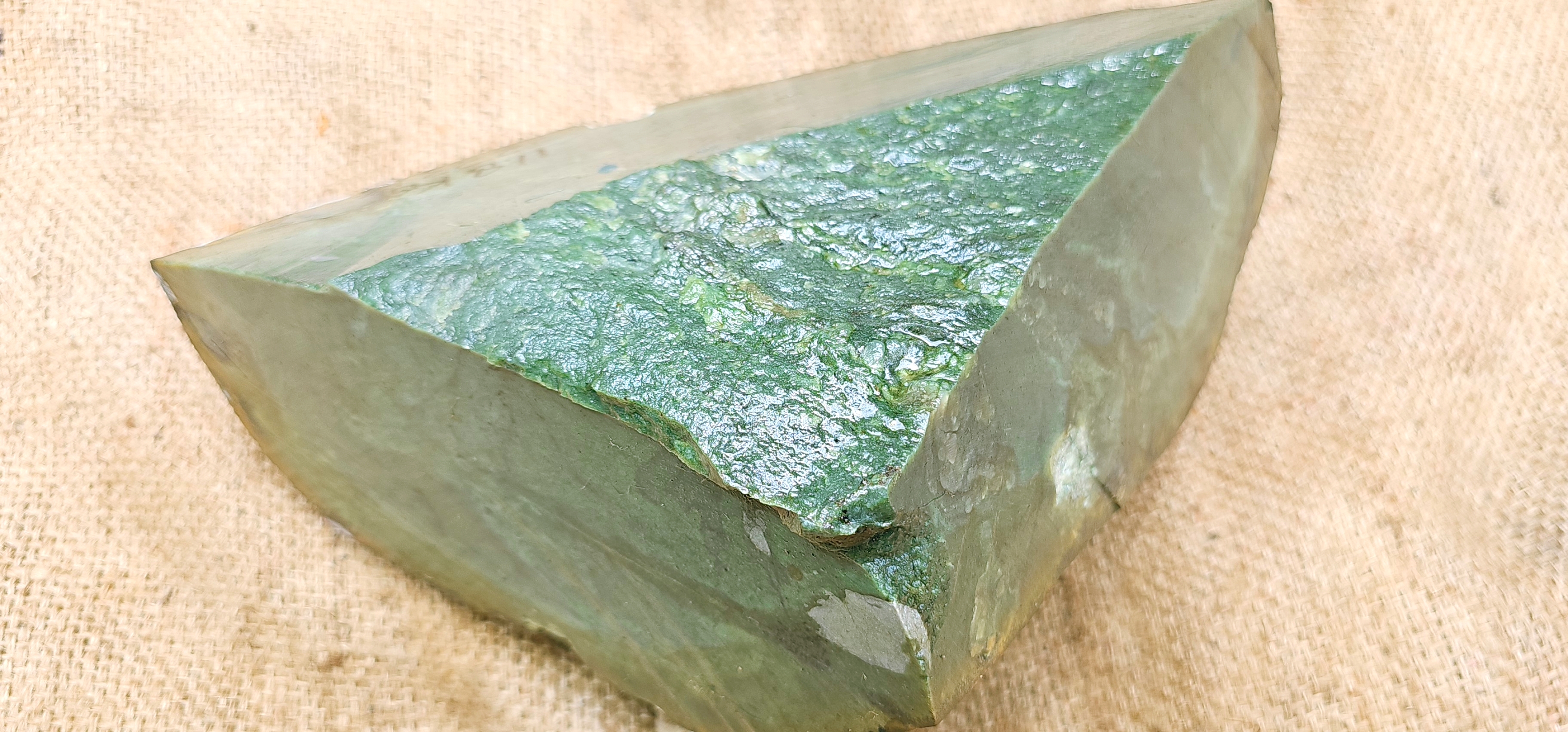 Aceh Natural Deep Forest Green Nephrite Jade with Textured Rough Surface and Organic Mineral Banding Rough Stone - 11.8 KG