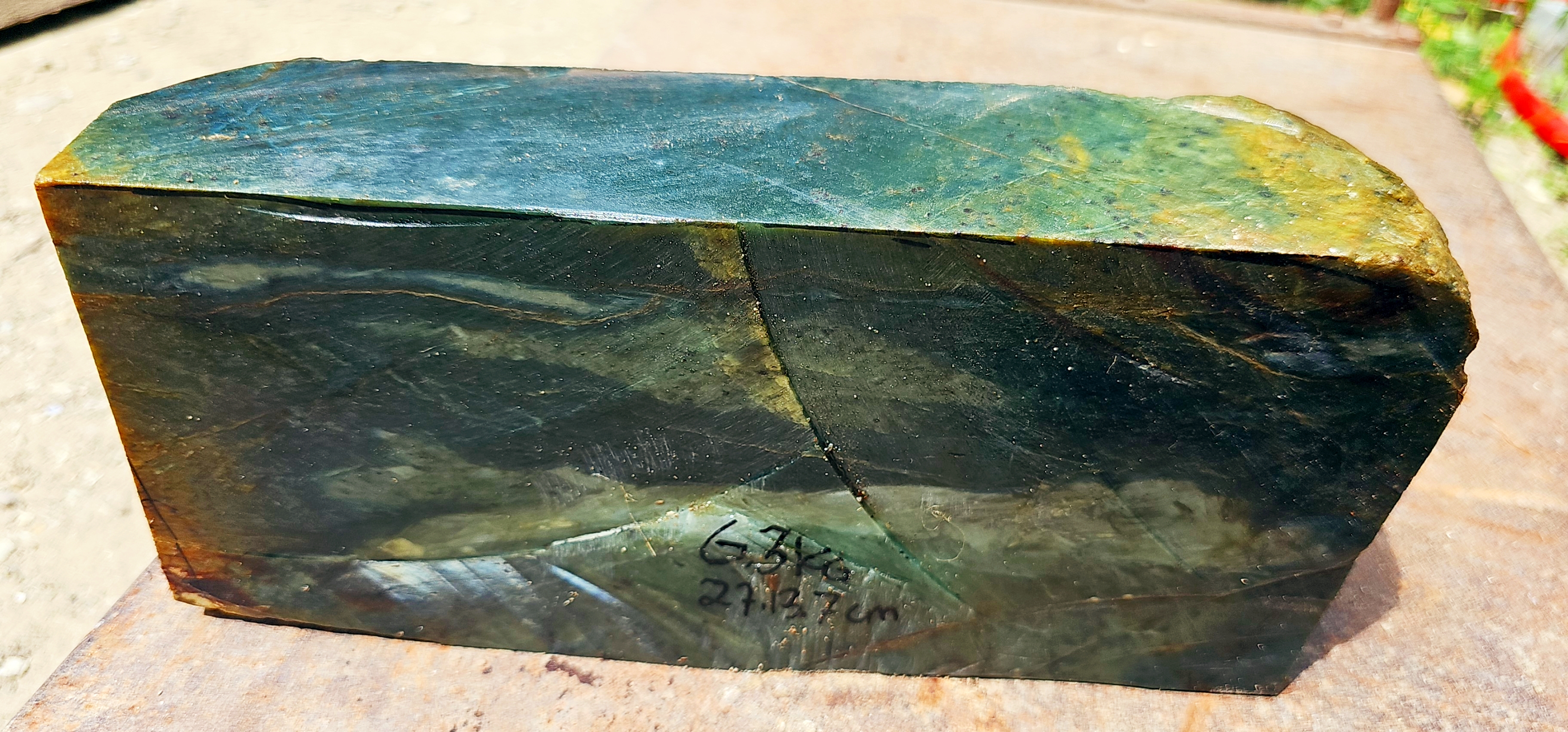 Aceh Natural Deep Forest Green and Nephrite Jade Slab with Subtly Mottled Surface Rough Stone – 6.3 KG
