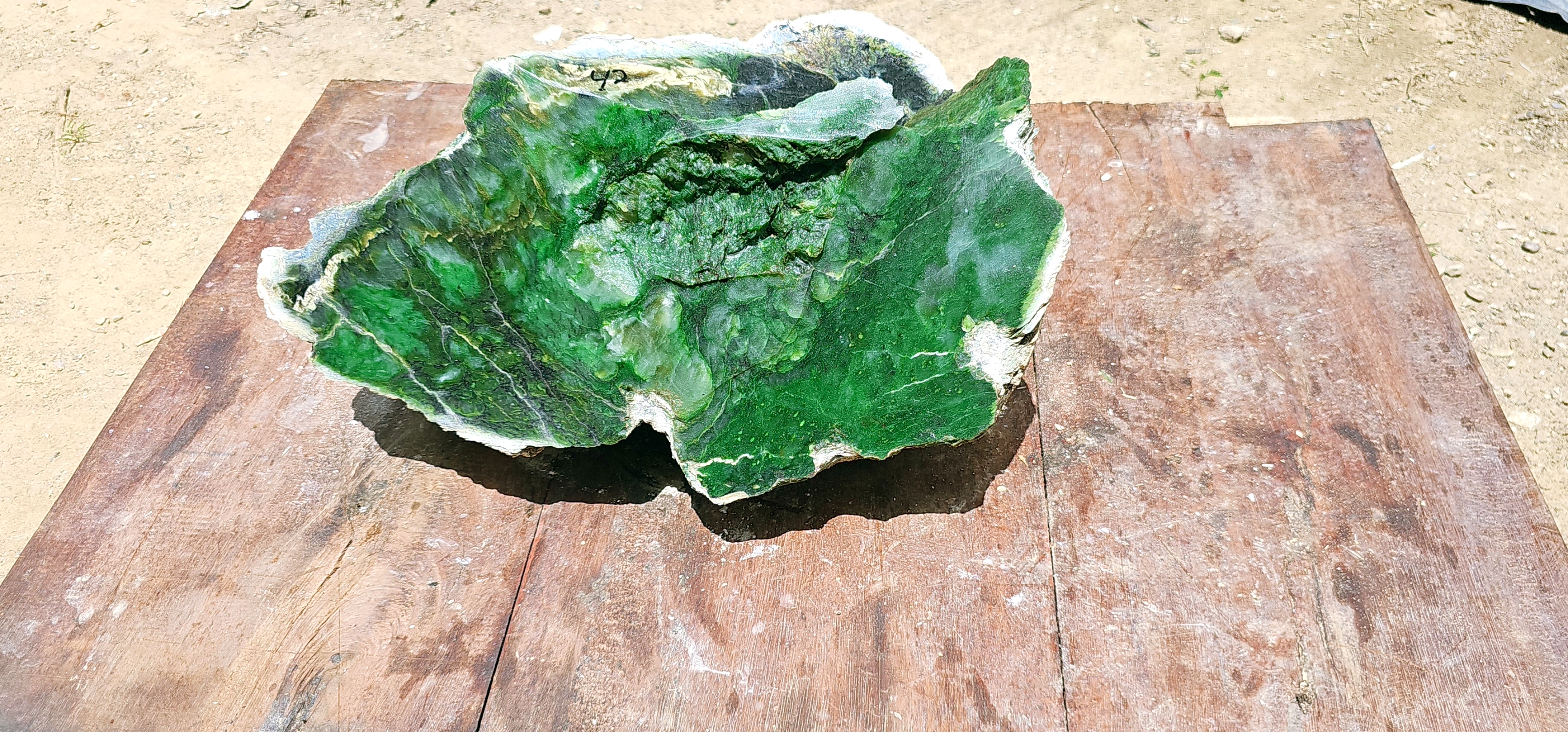 Aceh Natural Moss Green Nephrite Jade with Deep Forest Green Mottling and Textured Rough Surface – 4.2 KG