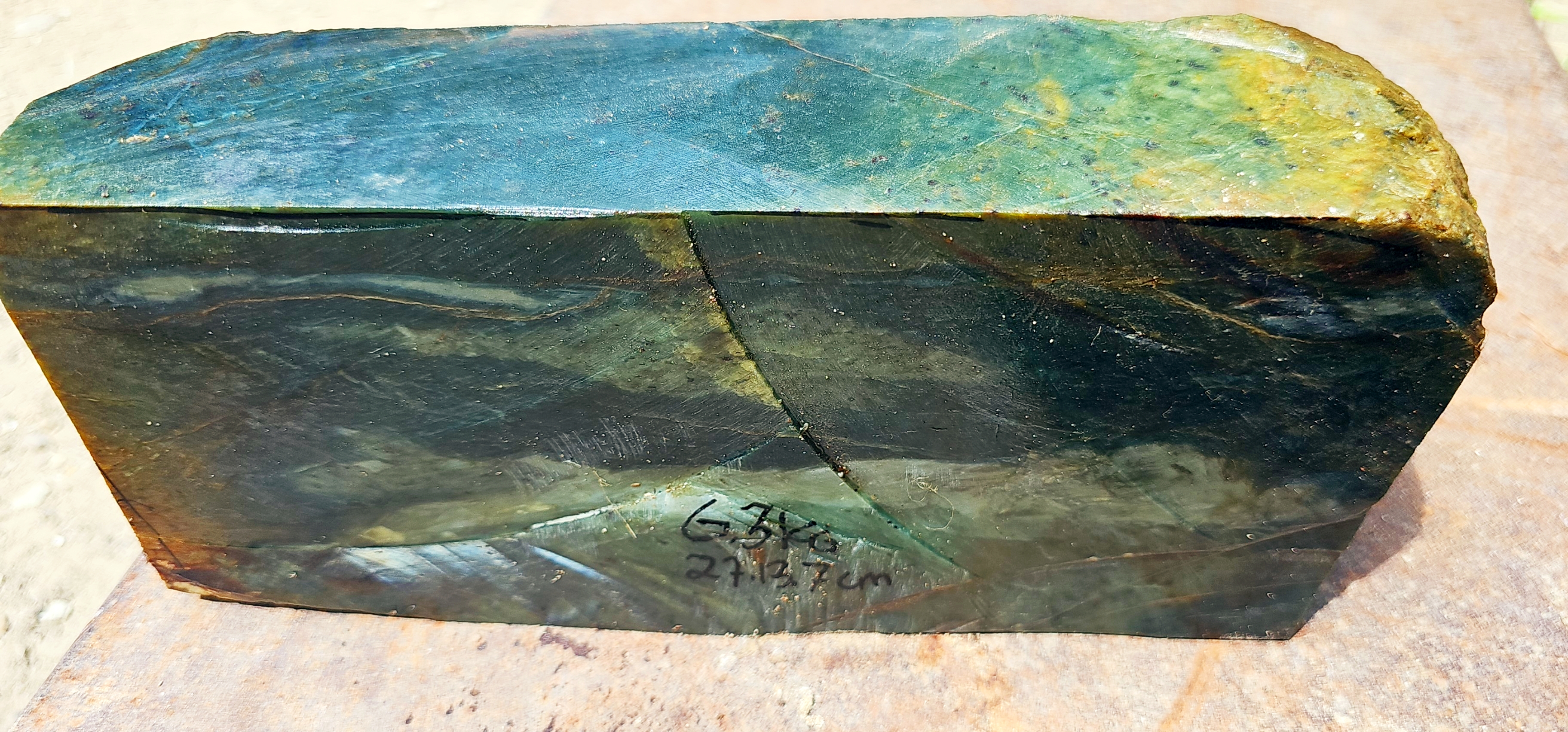 Aceh Natural Deep Forest Green and Nephrite Jade Slab with Subtly Mottled Surface Rough Stone – 6.3 KG