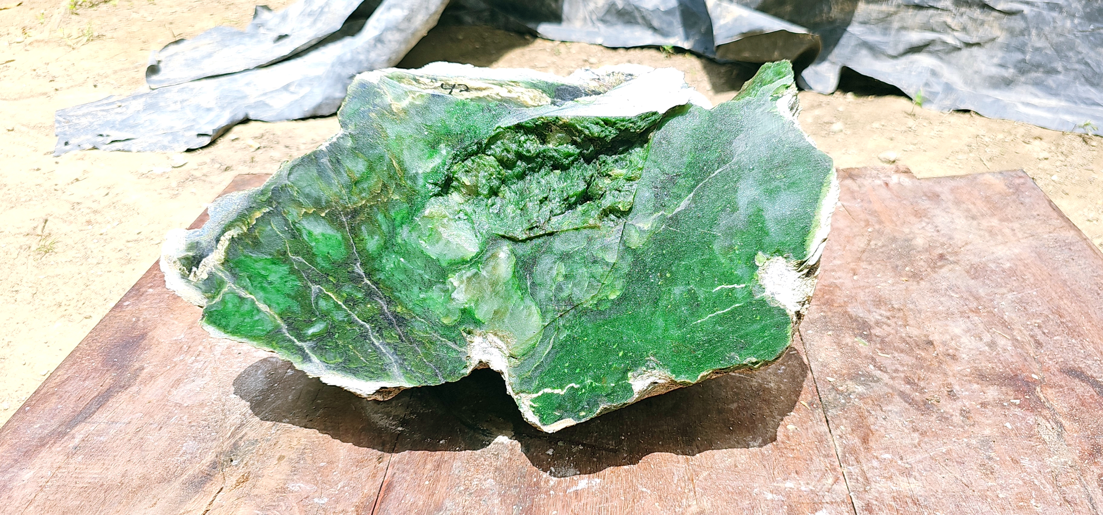 Aceh Natural Moss Green Nephrite Jade with Deep Forest Green Mottling and Textured Rough Surface – 4.2 KG