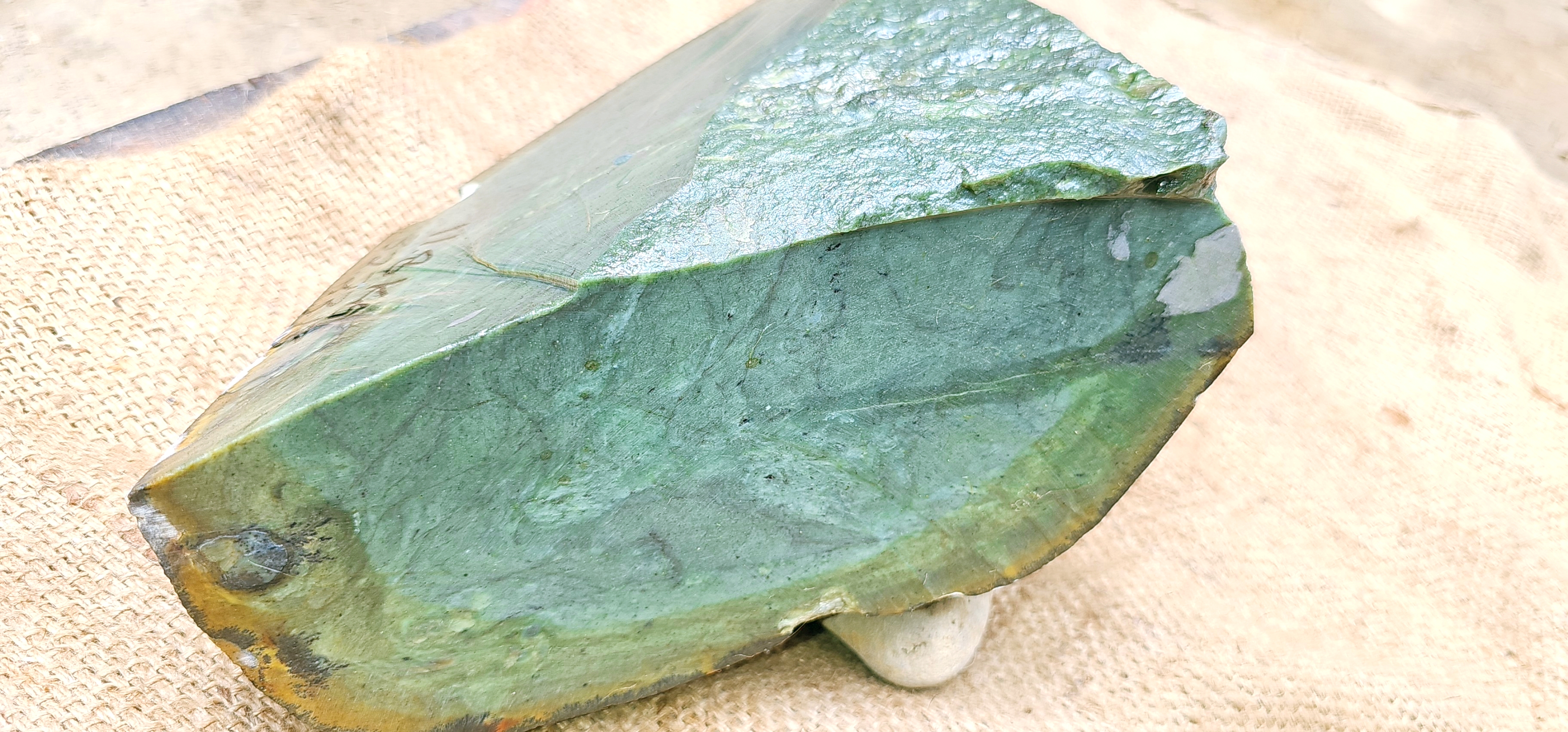 Aceh Natural Deep Forest Green Nephrite Jade with Textured Rough Surface and Organic Mineral Banding Rough Stone - 11.8 KG