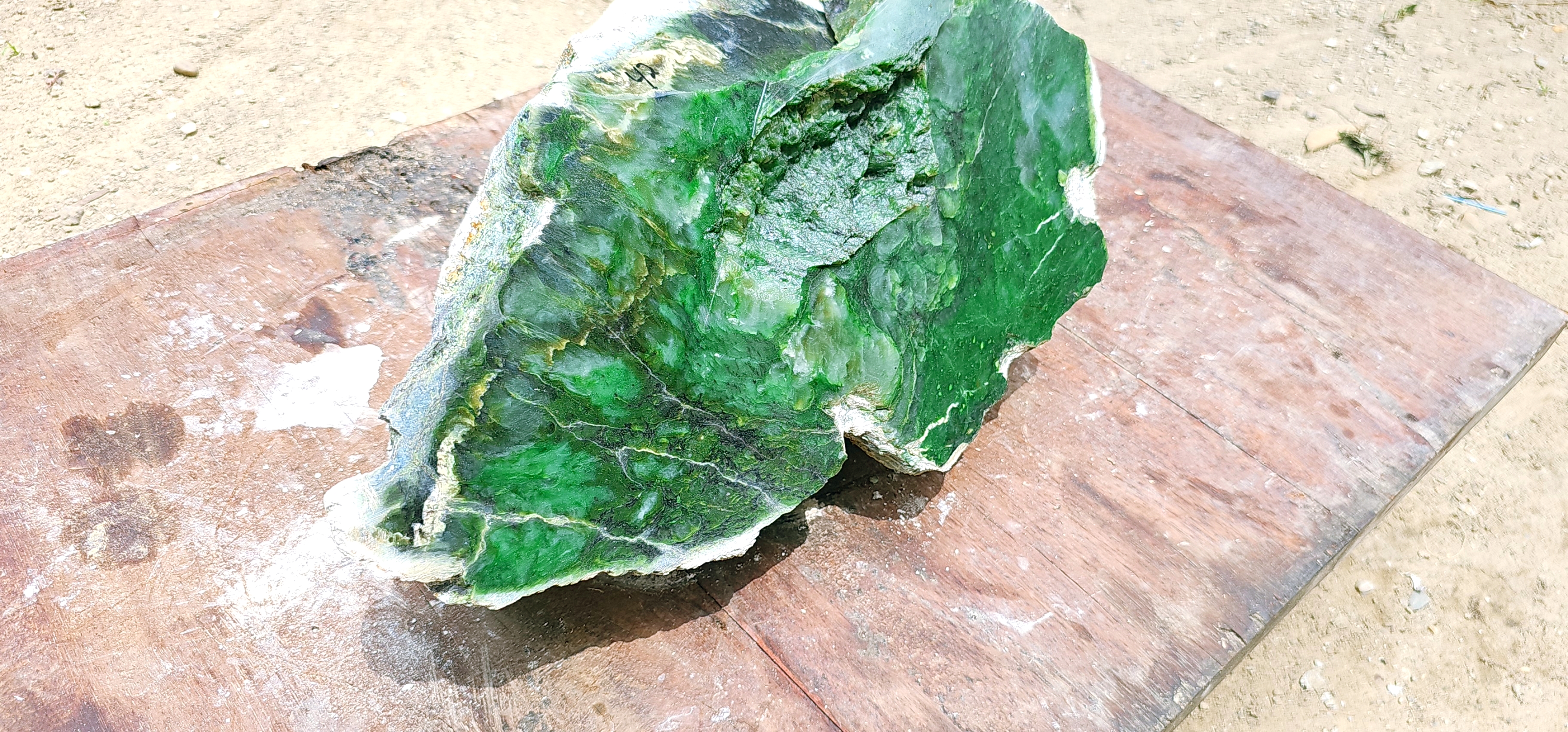Aceh Natural Moss Green Nephrite Jade with Deep Forest Green Mottling and Textured Rough Surface – 4.2 KG