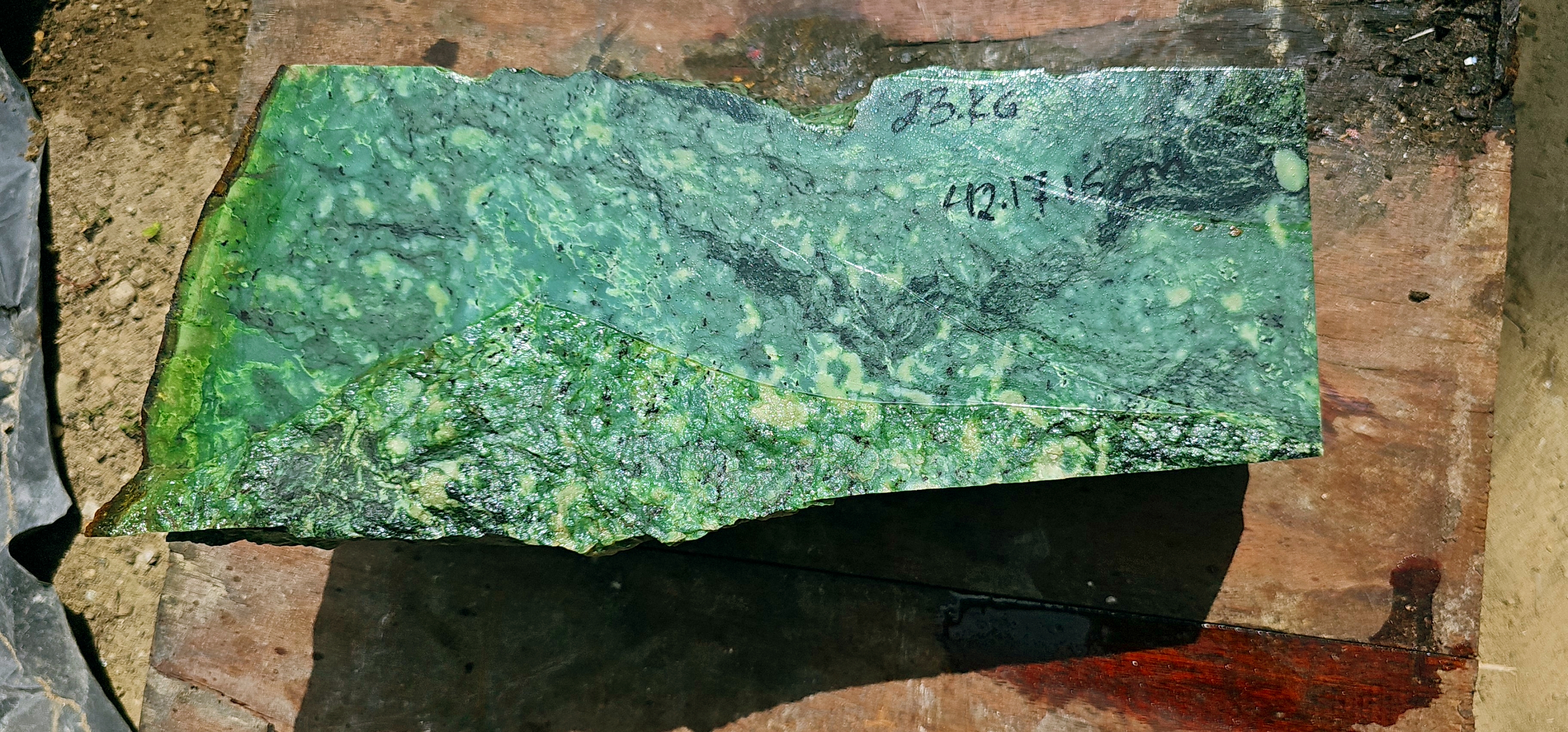 Aceh Natural Deep Forest Green and Moss Green Nephrite Jade with Complex Clouded Veining Rough Stone – 23 KG