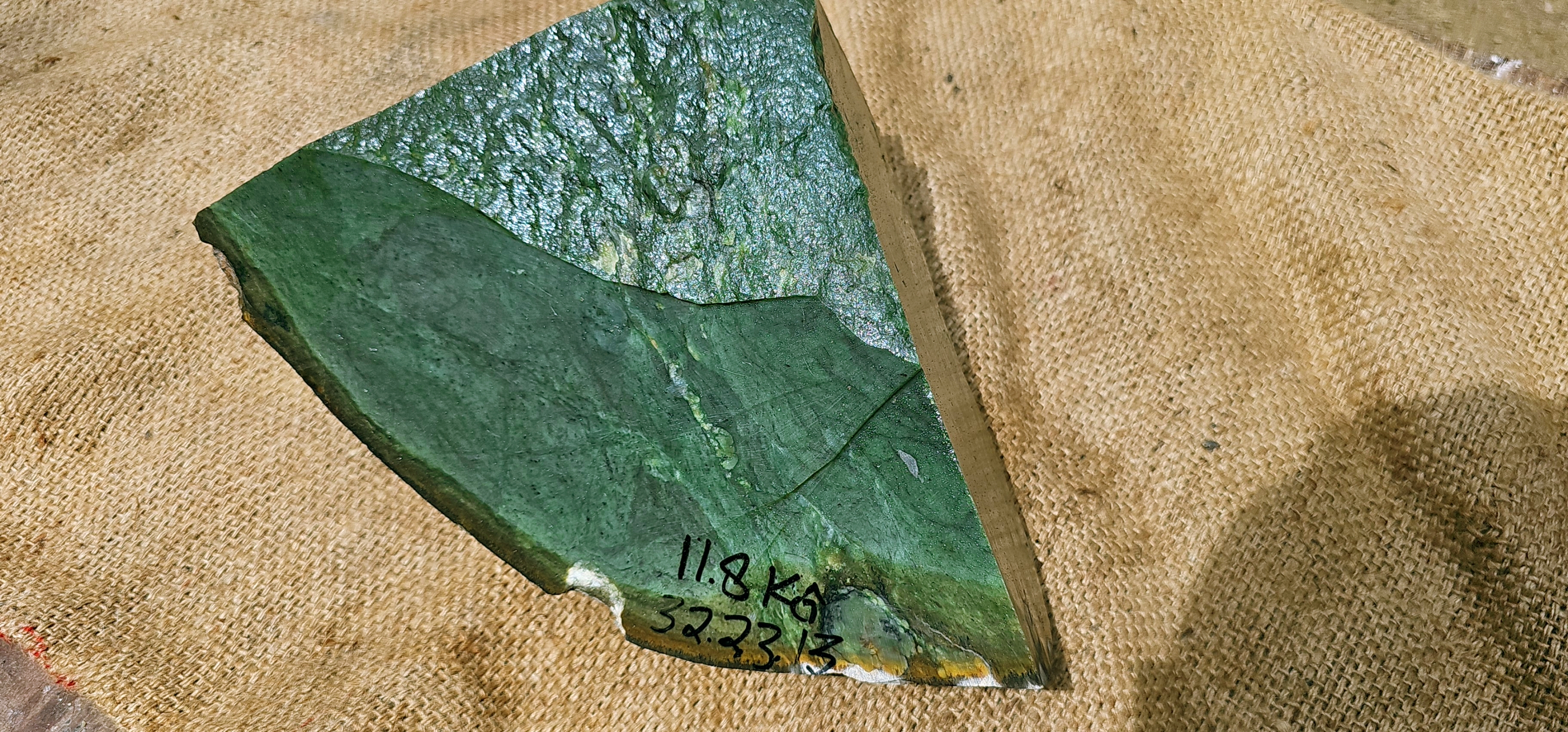 Aceh Natural Deep Forest Green Nephrite Jade with Textured Rough Surface and Organic Mineral Banding Rough Stone - 11.8 KG
