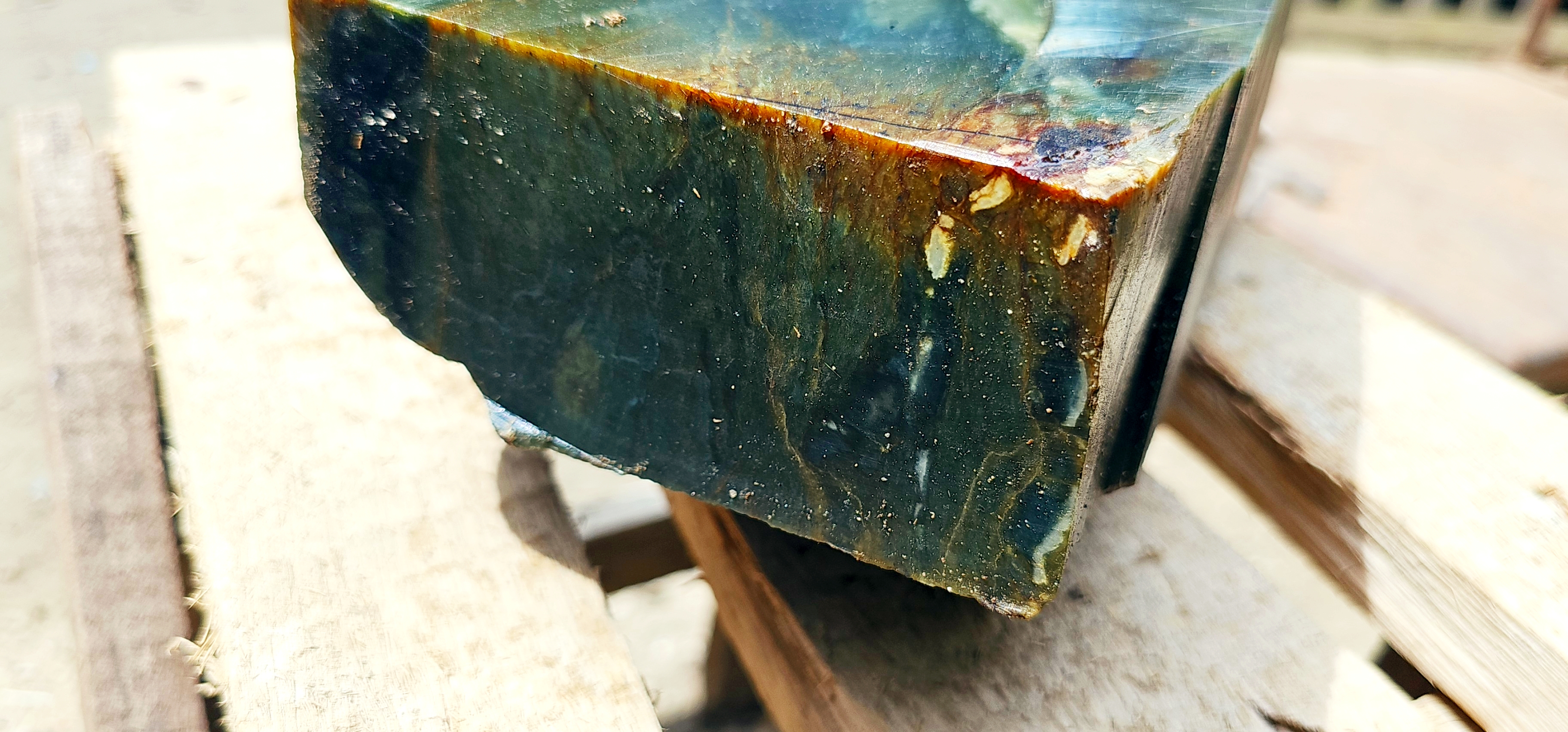 Aceh Natural Deep Forest Green and Nephrite Jade Slab with Subtly Mottled Surface Rough Stone – 6.3 KG