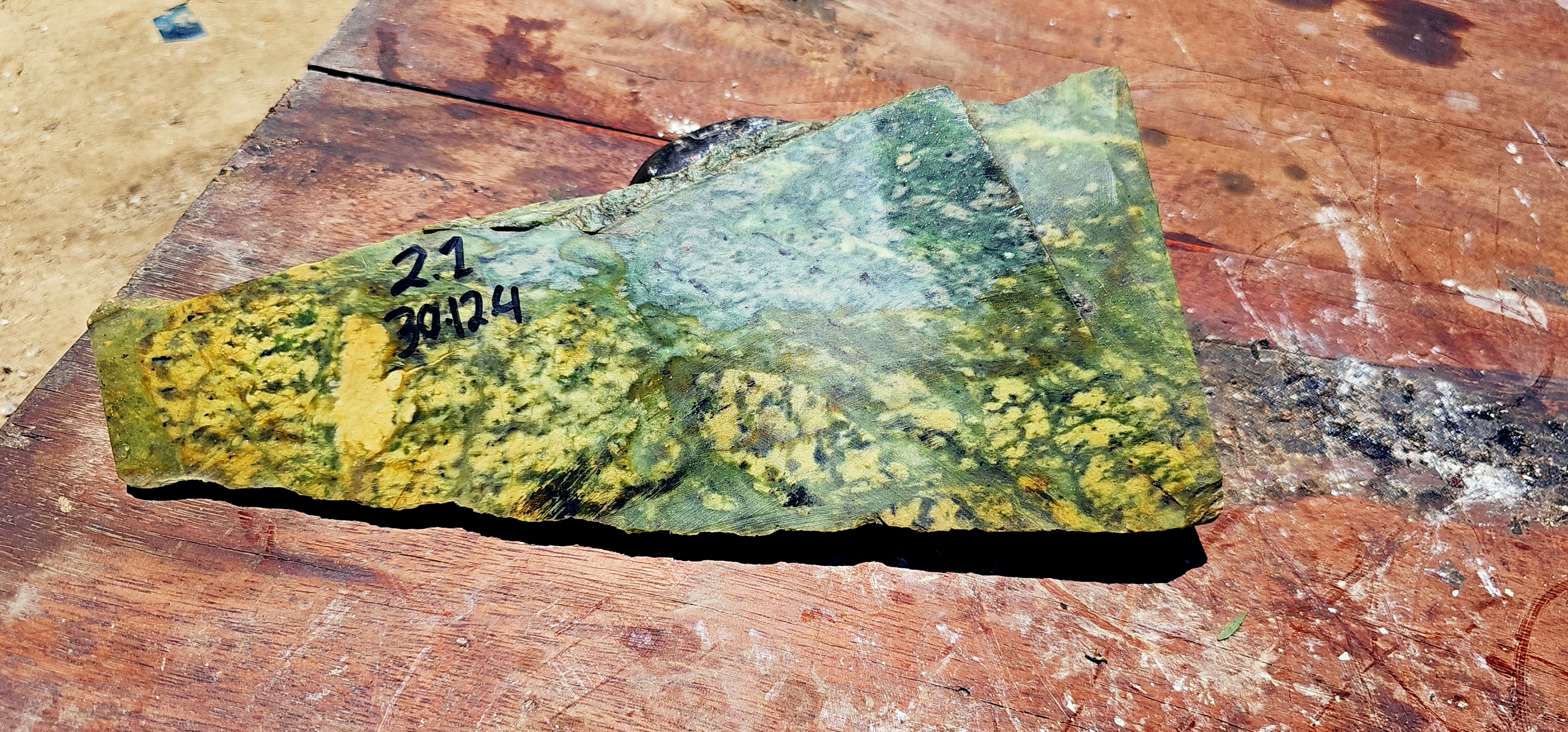 Aceh Natural Olive Green and Moss Green Nephrite Jade with Dynamic Yellow Mottling and Organic Rough Surface – 2.7 KG