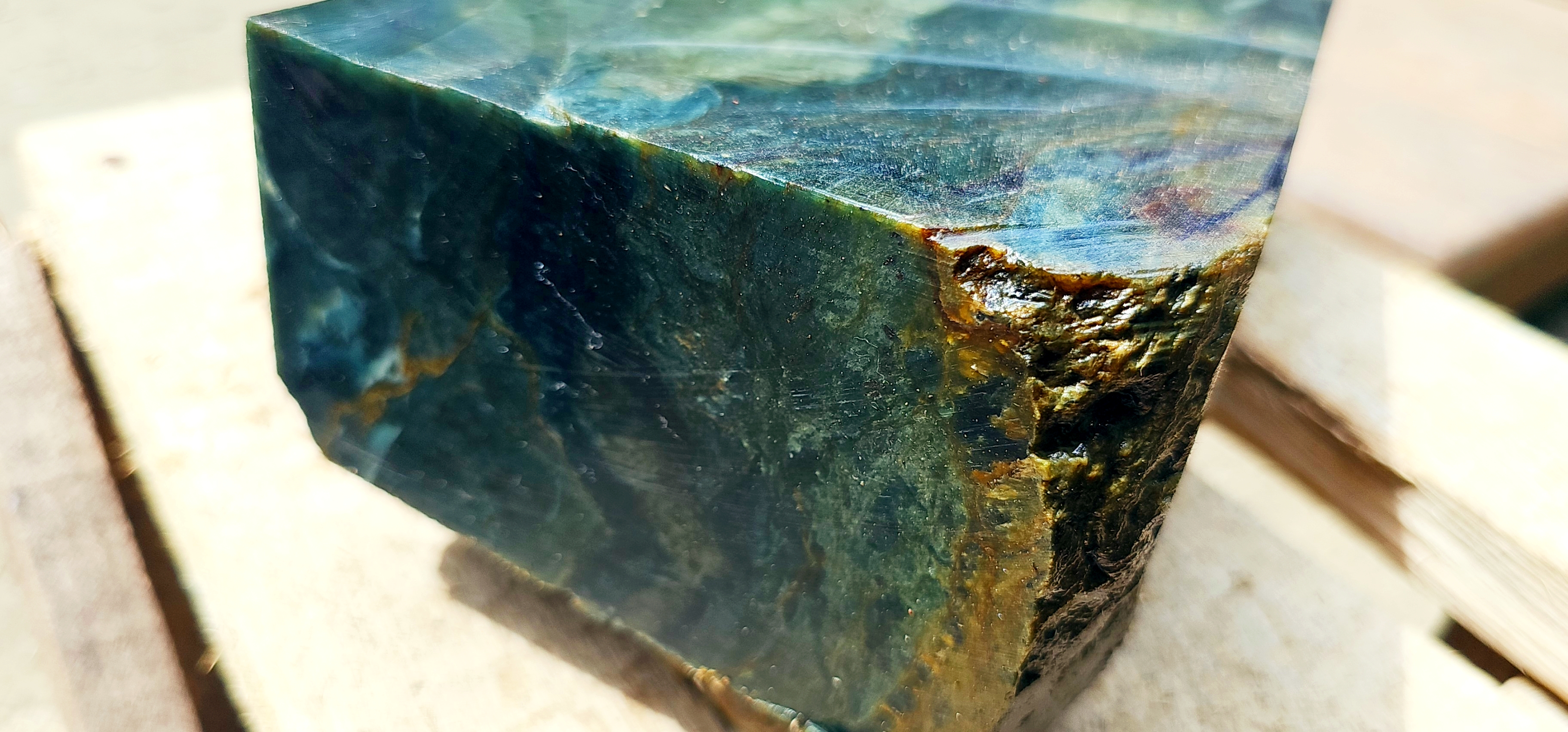 Aceh Natural Deep Forest Green and Nephrite Jade Slab with Subtly Mottled Surface Rough Stone – 6.3 KG