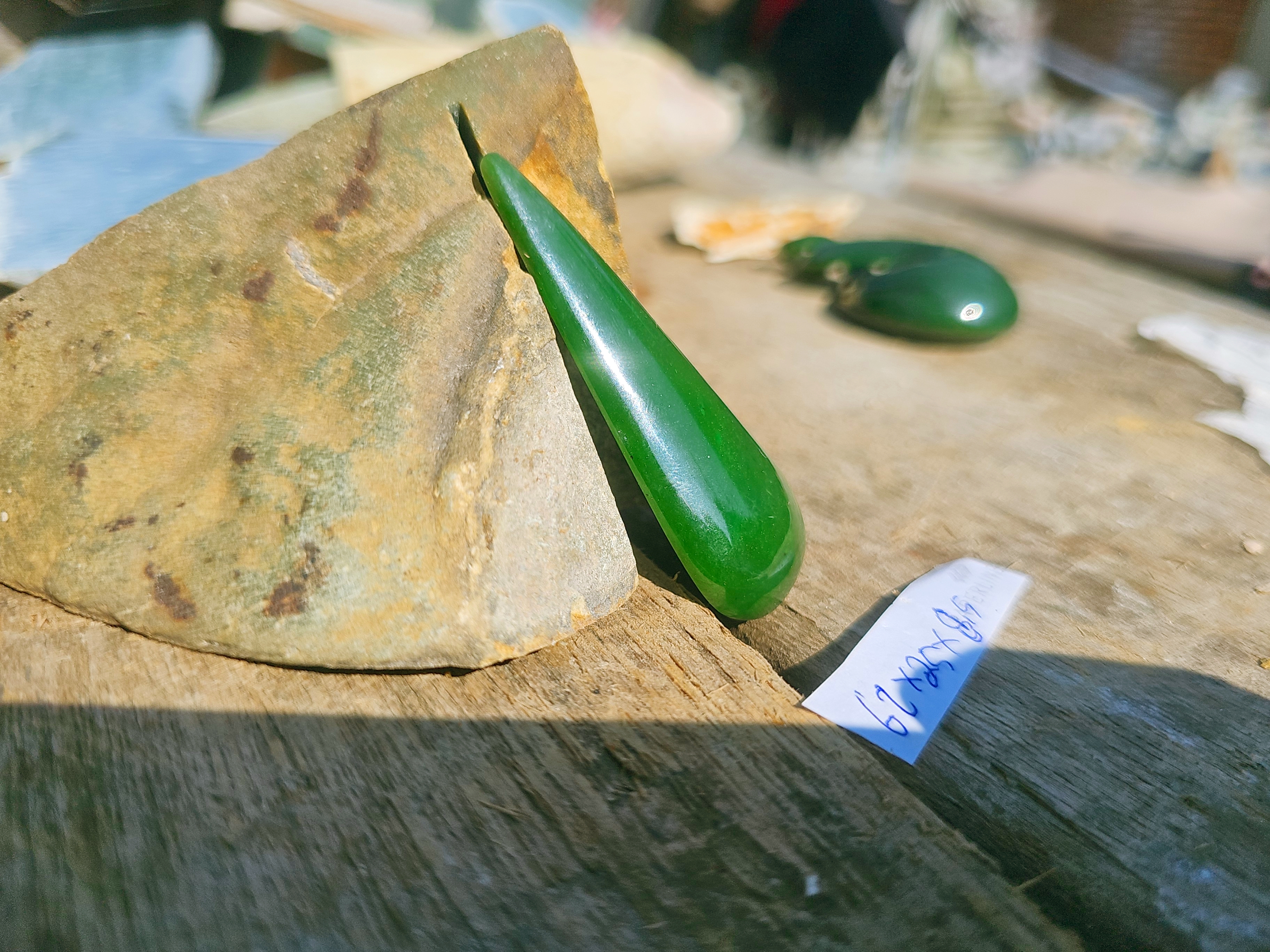 Aceh Natural Deep Forest Green Nephrite Jade Polished Drop Pendant Accessory with Smooth Surface and High Luster