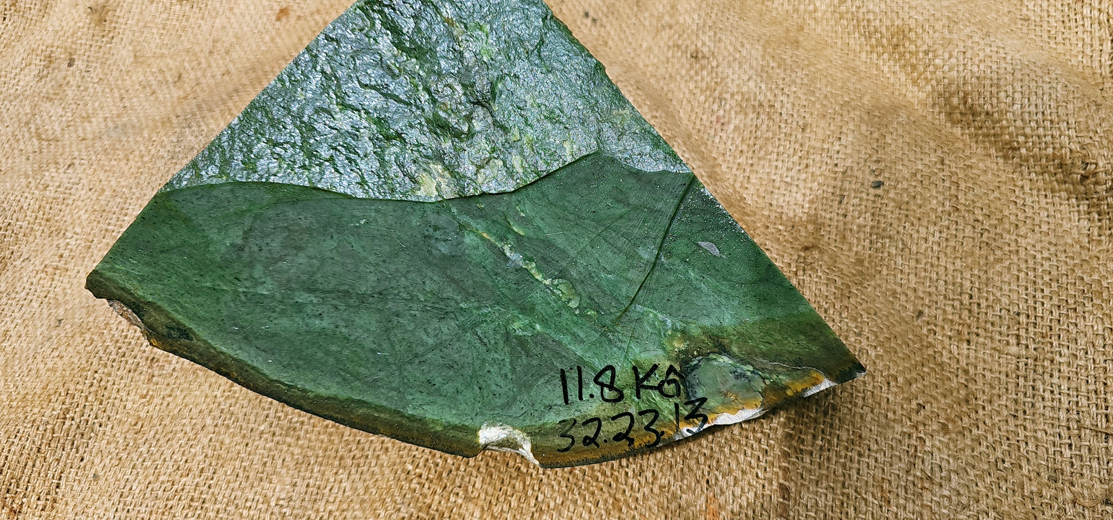 Aceh Natural Deep Forest Green Nephrite Jade with Textured Rough Surface and Organic Mineral Banding Rough Stone - 11.8 KG