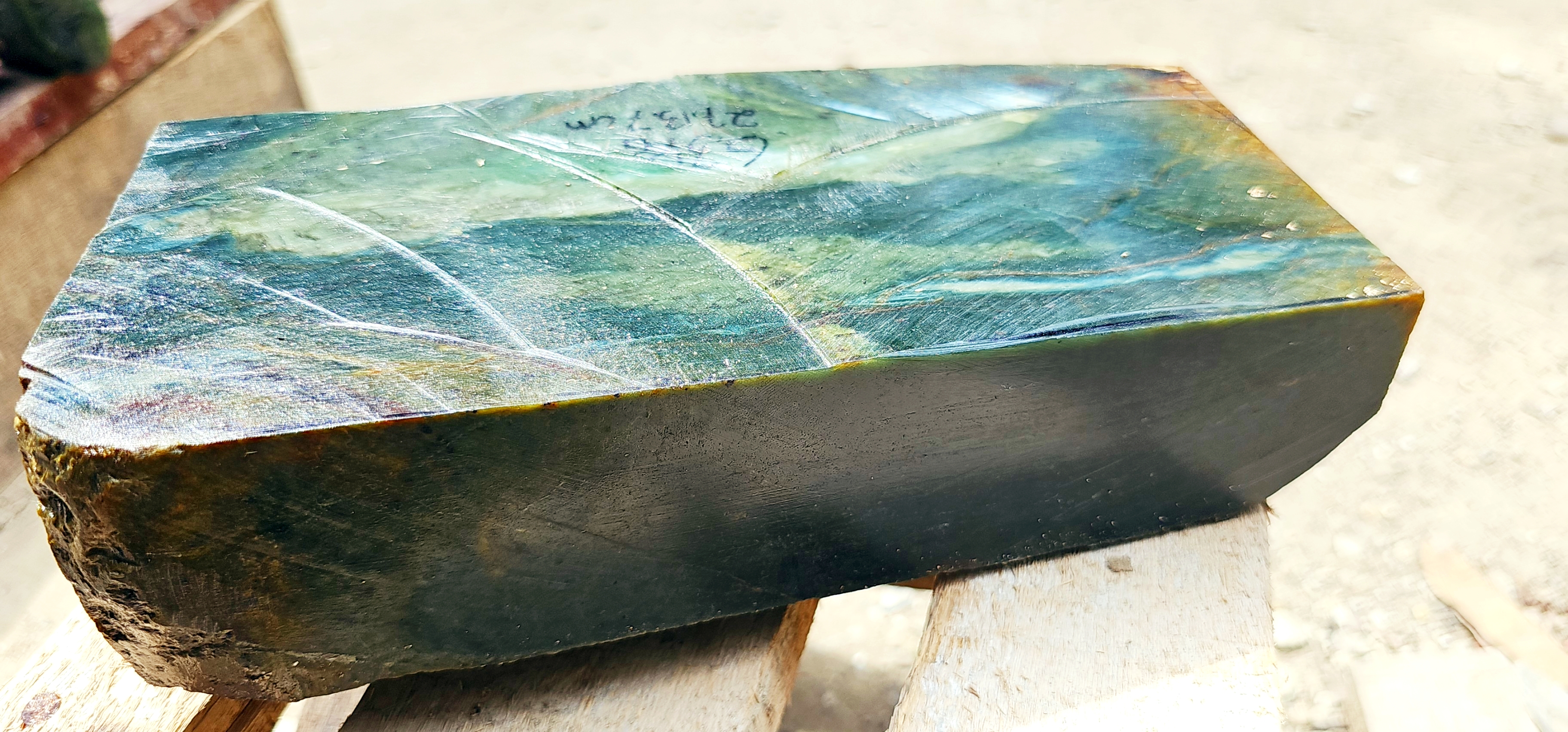 Aceh Natural Deep Forest Green and Nephrite Jade Slab with Subtly Mottled Surface Rough Stone – 6.3 KG