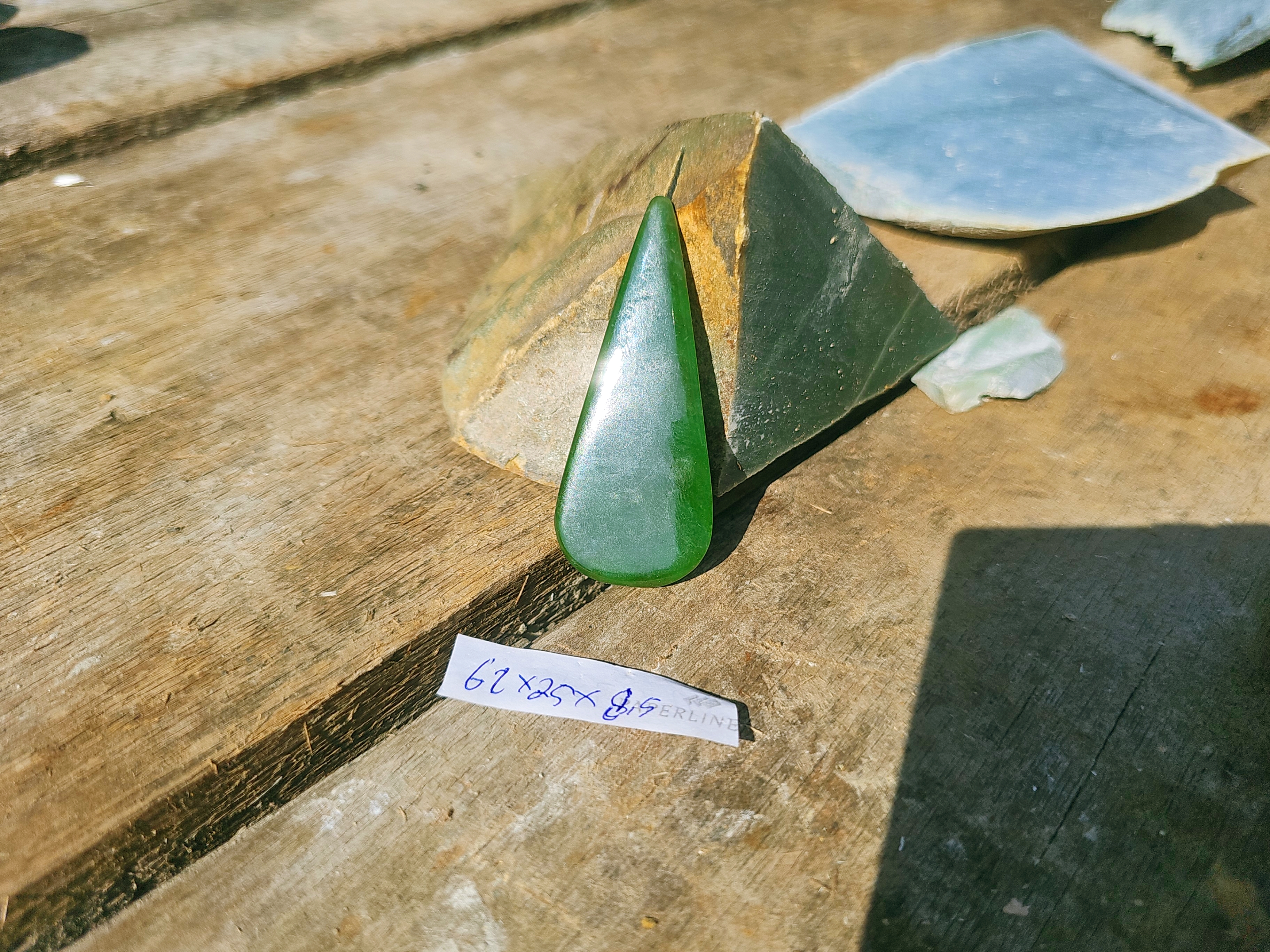 Aceh Natural Deep Forest Green Nephrite Jade Polished Drop Pendant Accessory with Smooth Surface and High Luster