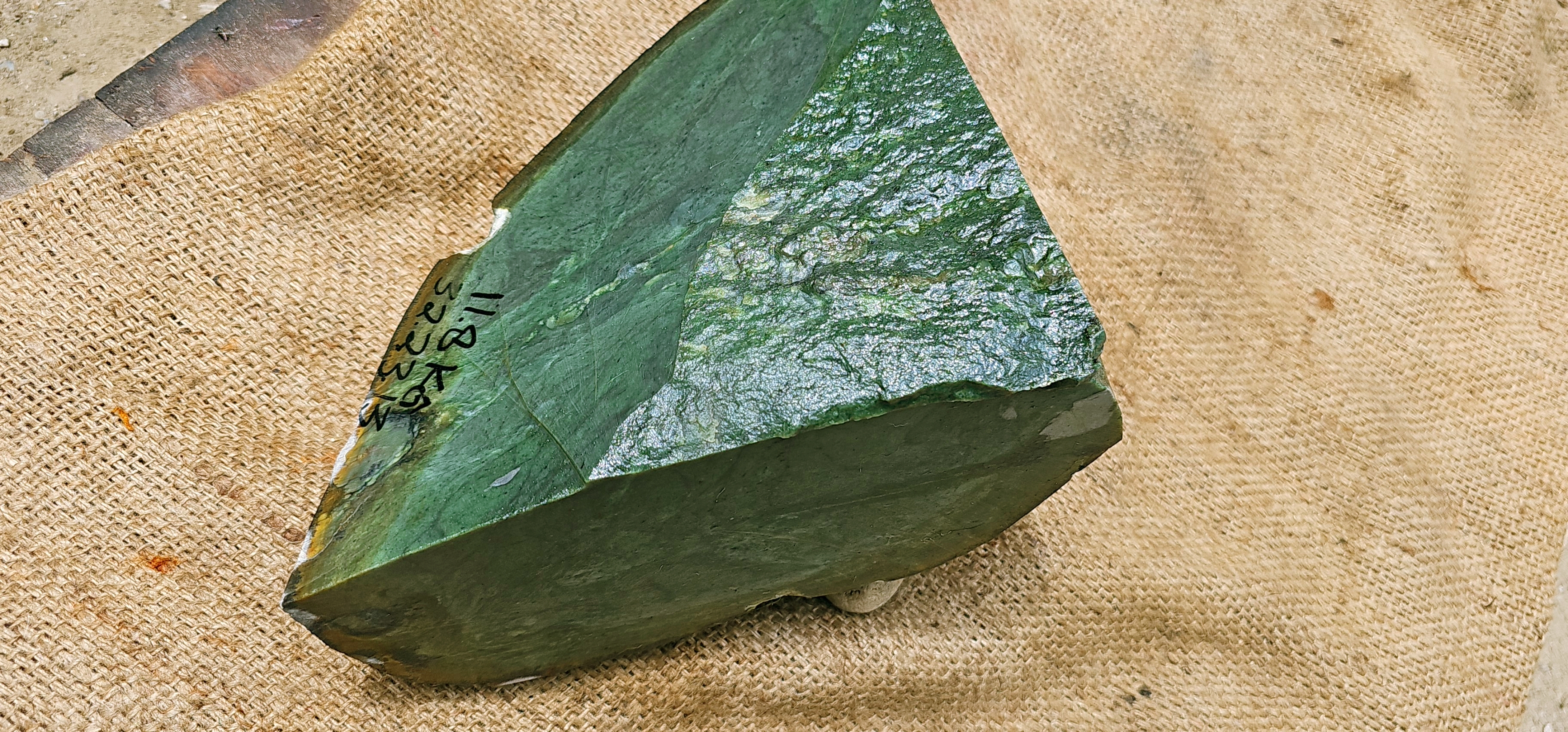 Aceh Natural Deep Forest Green Nephrite Jade with Textured Rough Surface and Organic Mineral Banding Rough Stone - 11.8 KG