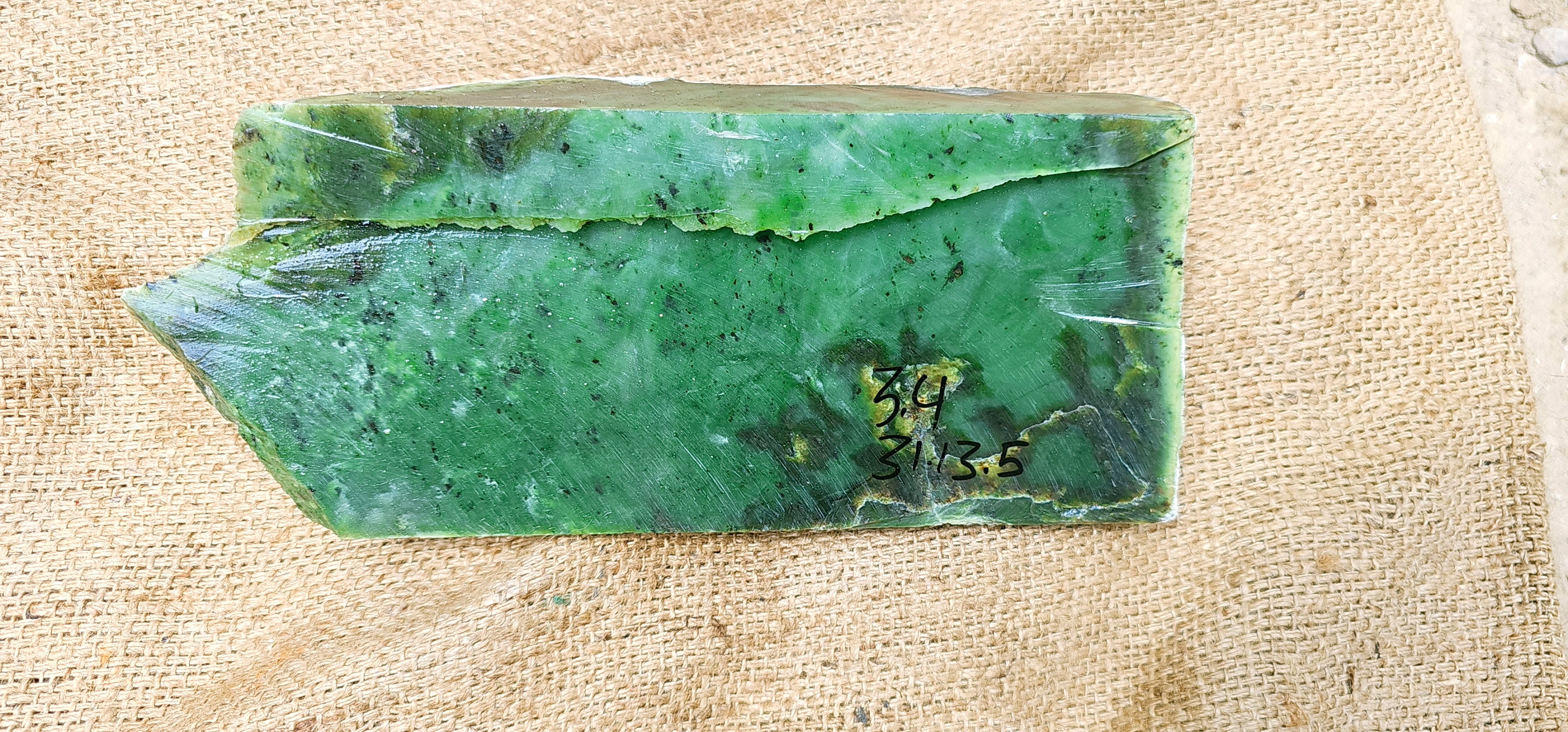 Aceh Natural Moss Green Nephrite Jade with Clouded Mottling and Irregular Rough Stone Profile – 3.4 KG