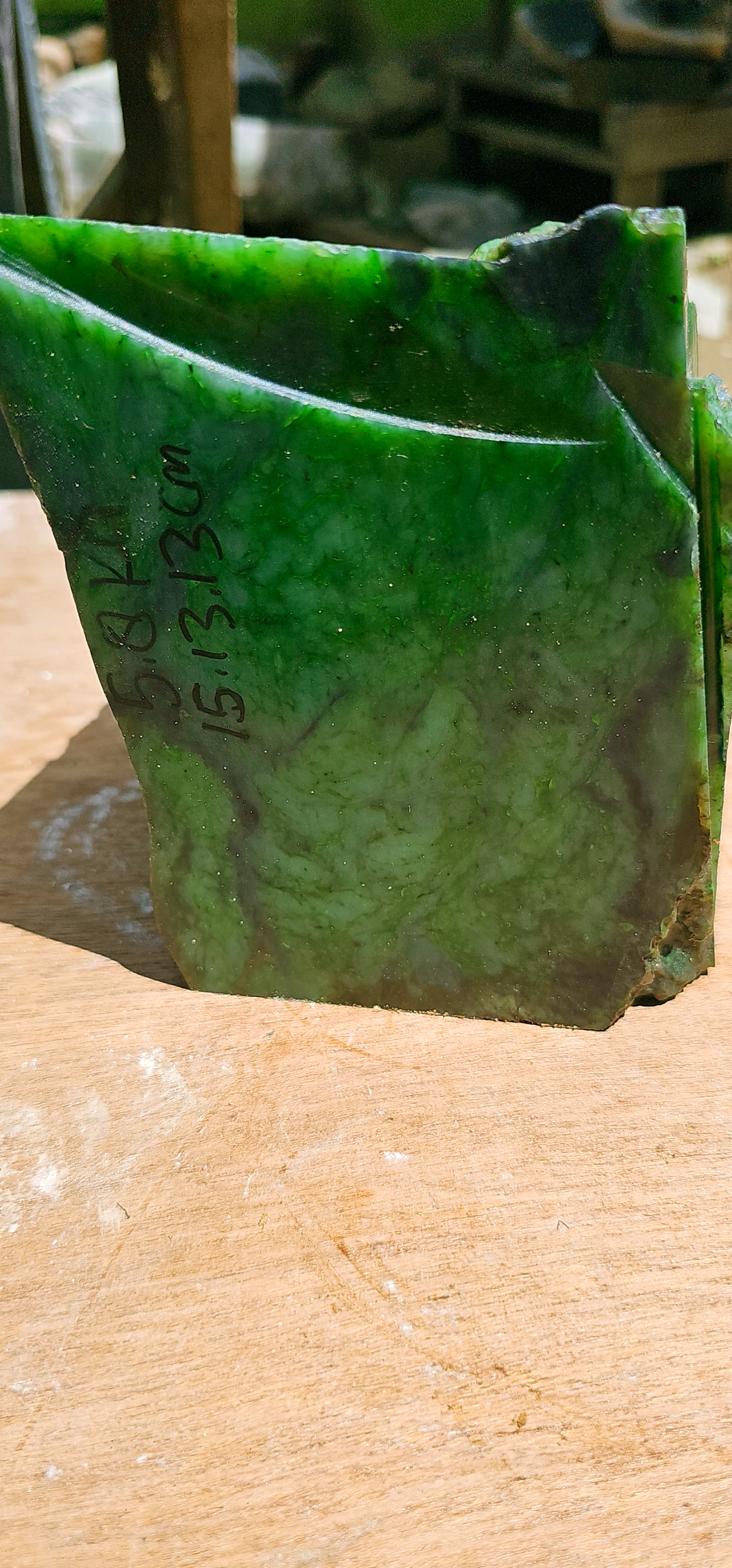 Aceh Natural Moss Green Nephrite Jade with Dark Veined Mottling and Textured Rough Surface – 5.8 KG