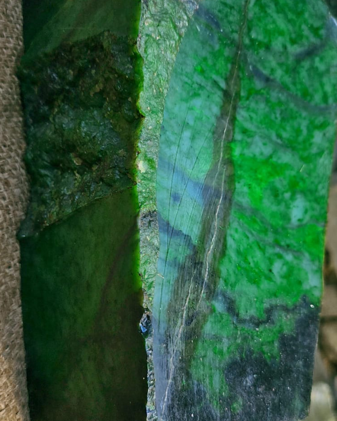 Aceh Vivid Green Nephrite Jade Polished Block