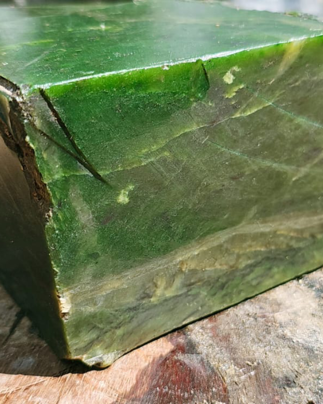 Aceh Deep Green Nephrite Jade Compact Block
