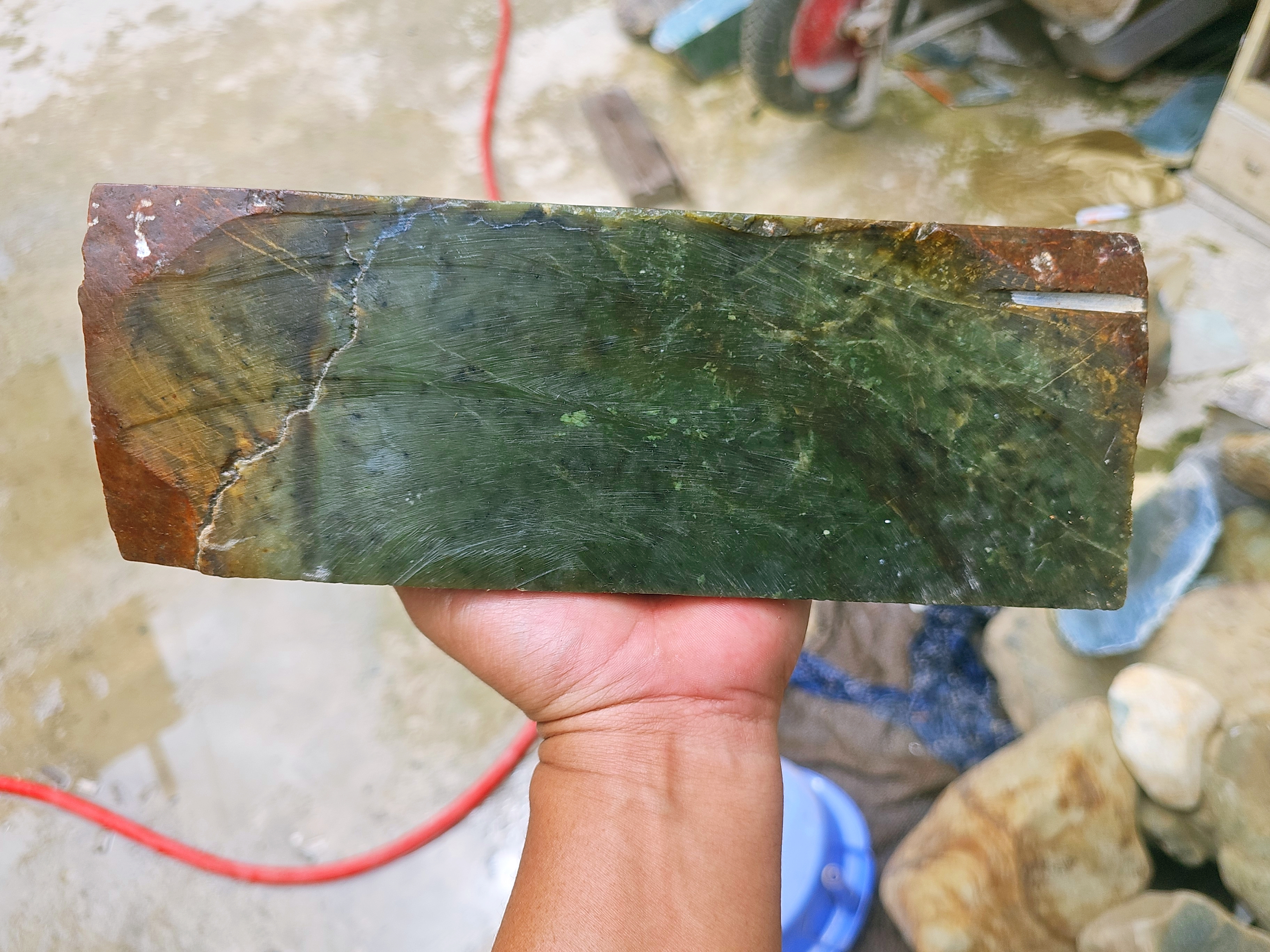Natural Dark Green Nephrite Jade Slab – Polished Raw Jade Stone for Collectors, Carving and Lapidary