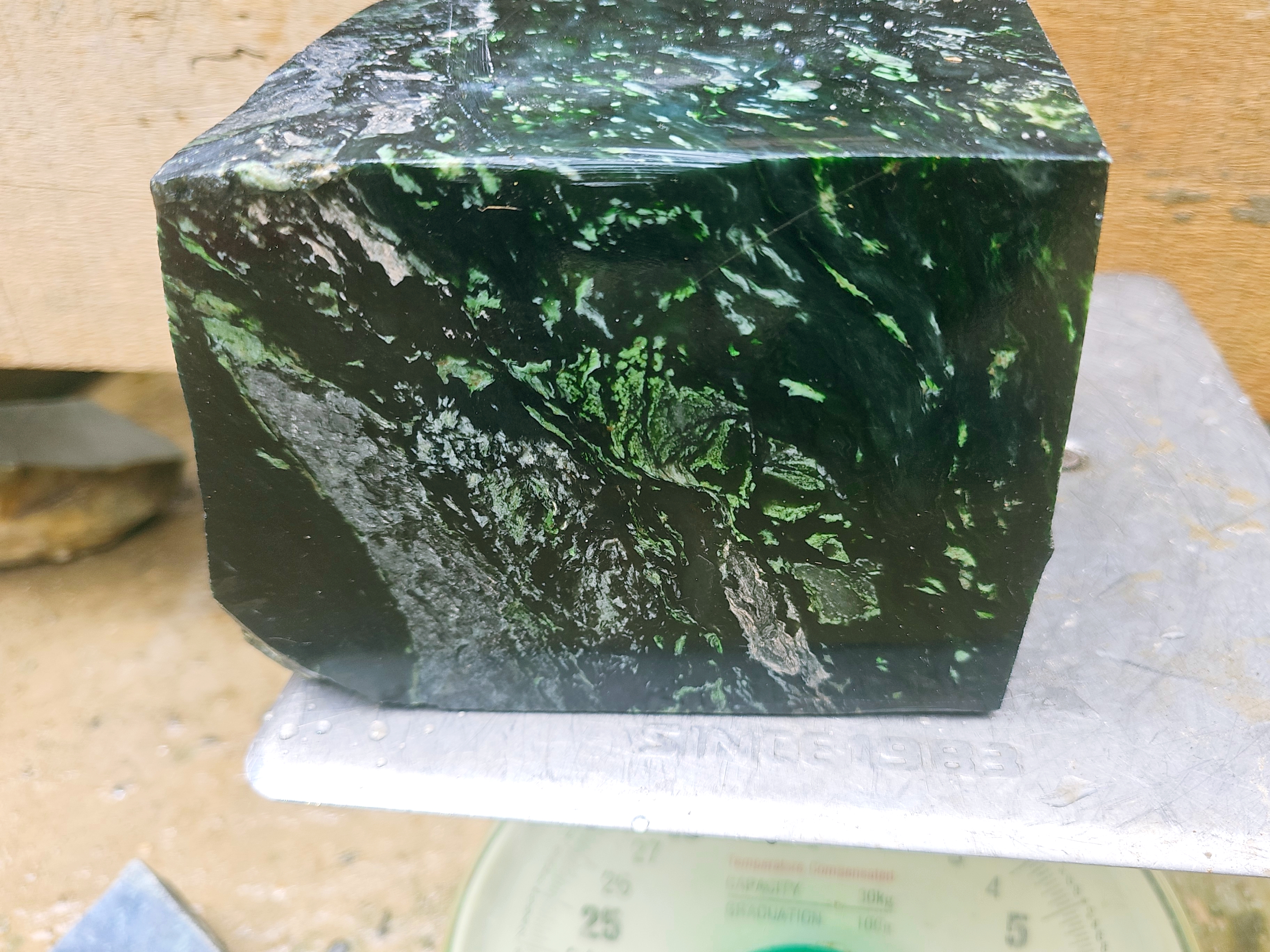 8.5KG Natural Dark Green Nephrite Jade Rough Block – Deep Forest Green Jade Stone for Collectors, Carving and Lapidary