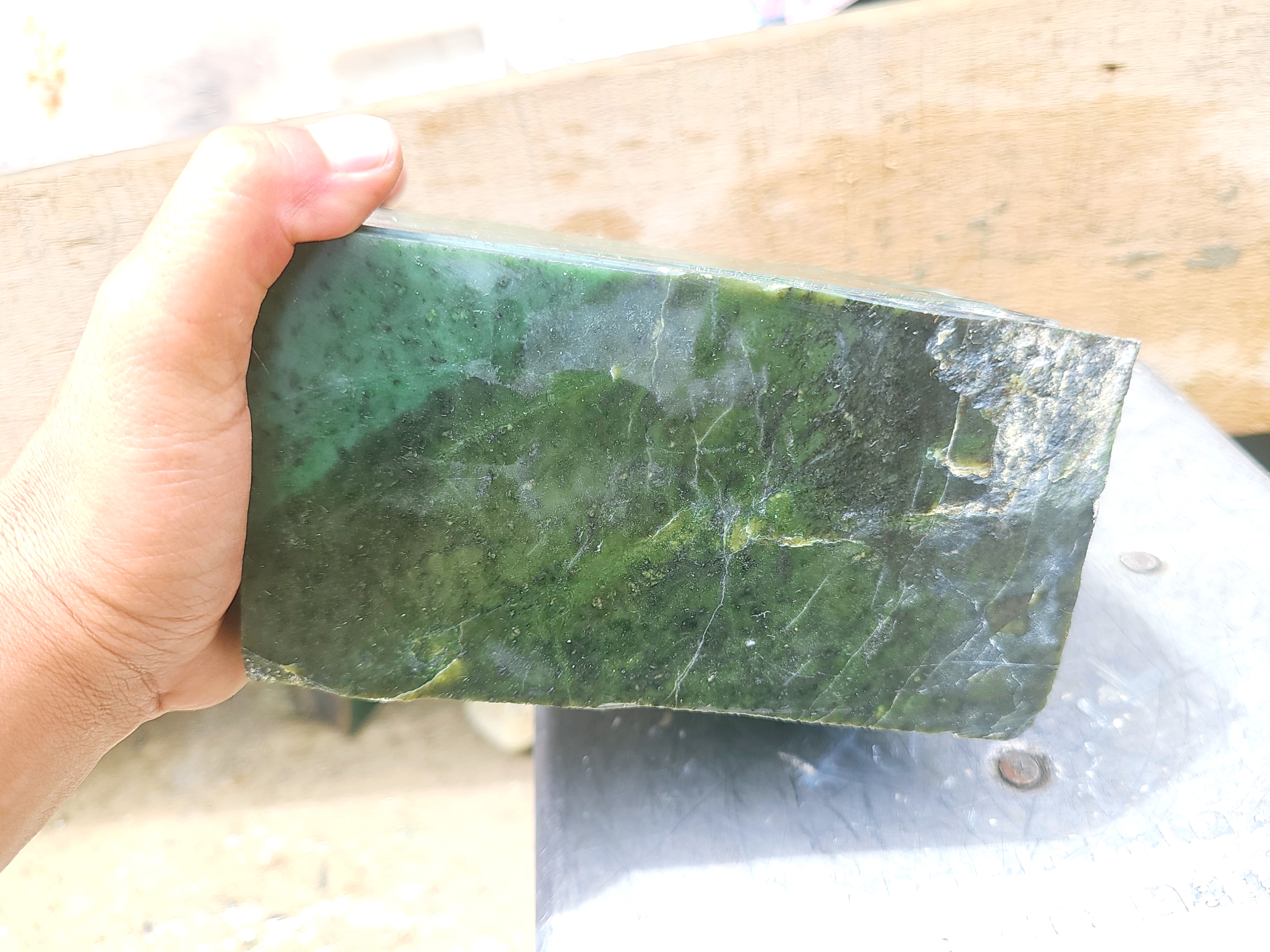 4.6KG Natural Green Nephrite Jade Rough Slab – Light Emerald Green Jade Stone for Collectors, Carving and Lapidary