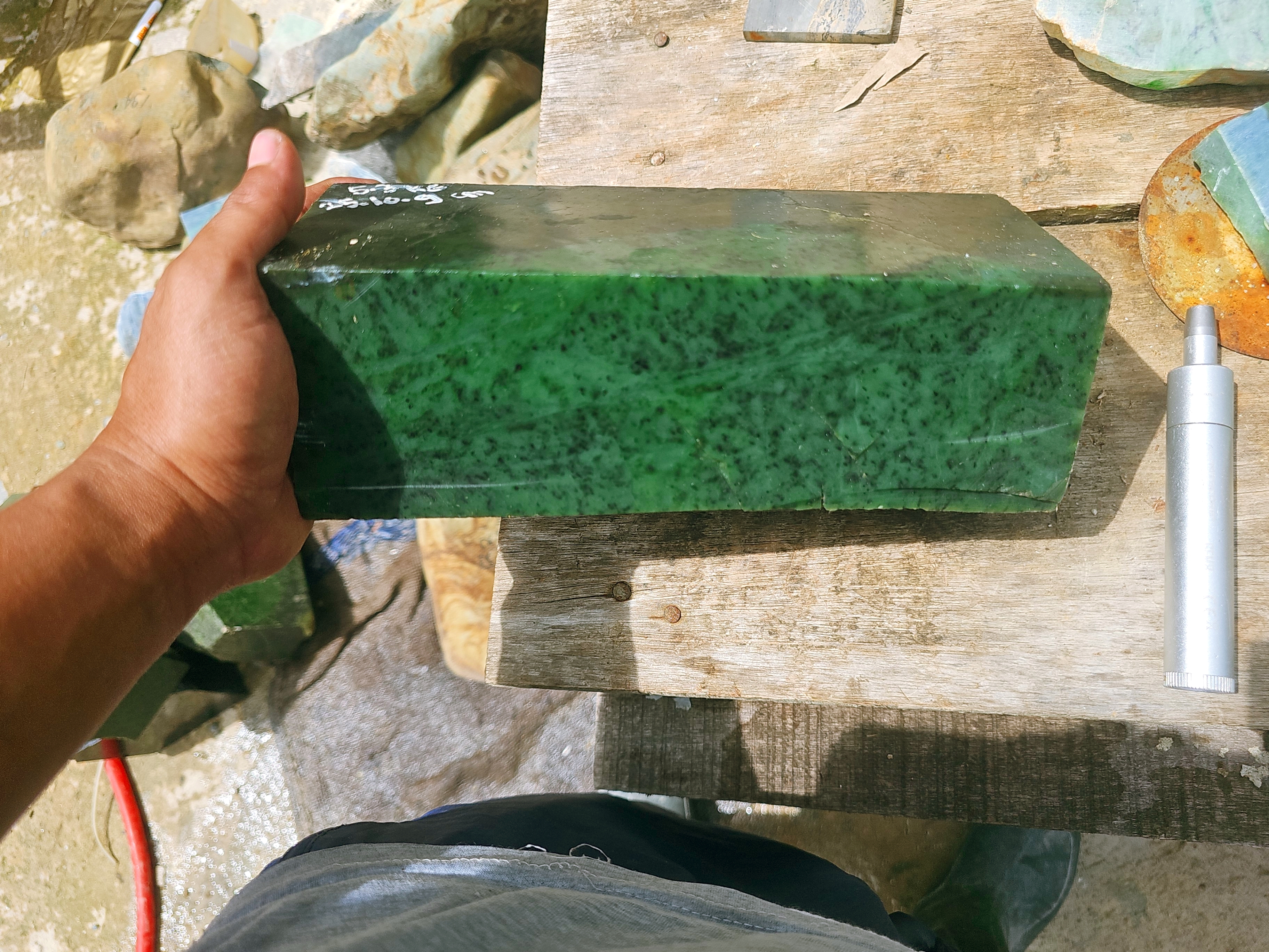 Natural Dark Green Nephrite Jade Rough Slab – Deep Forest Green and Emerald Green Jade Stone for Collectors and Lapidary