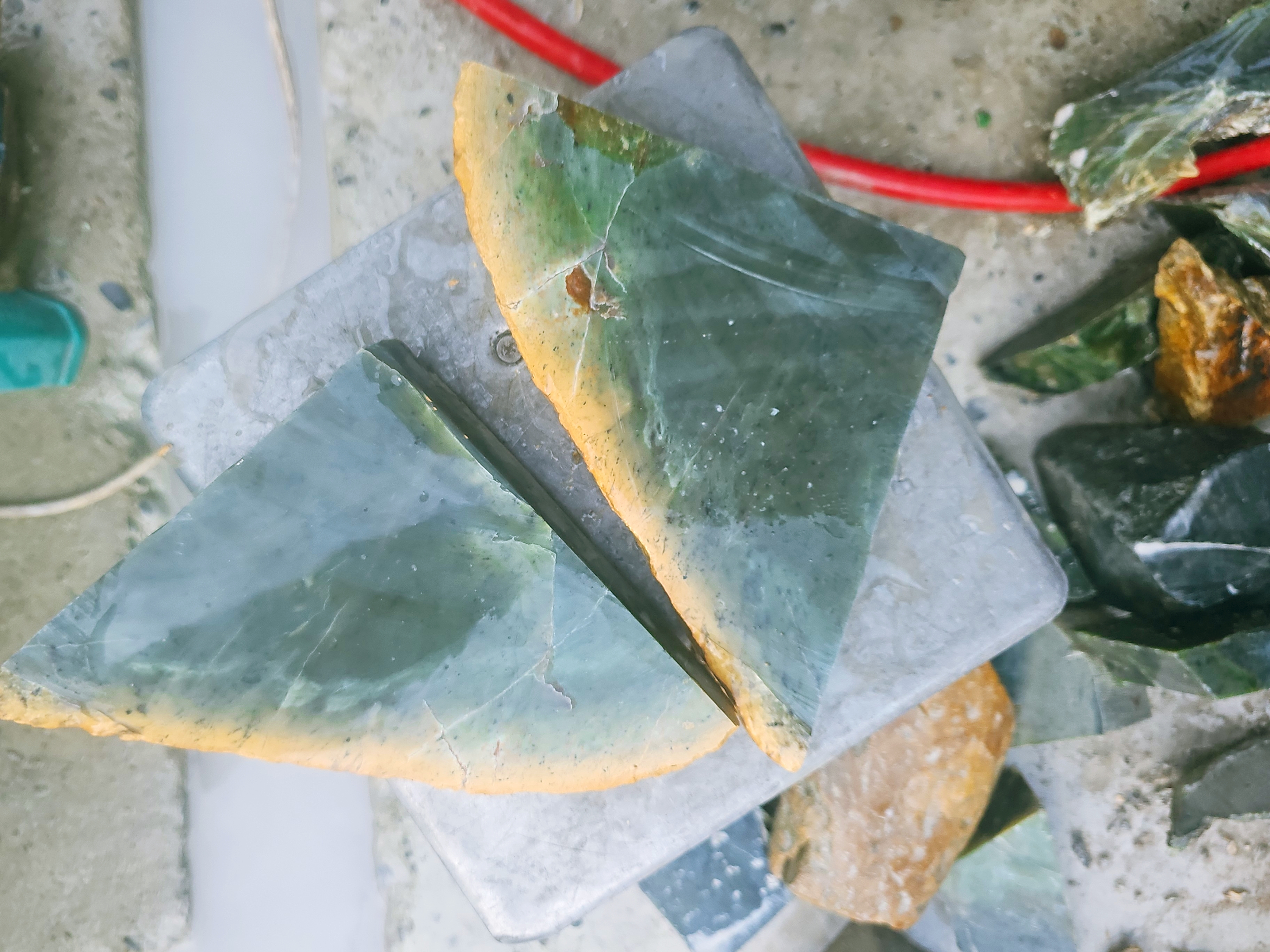 3.4KG 2PCS Natural Dark Green Nephrite Jade Rough Slabs – Blue-Green Jade Stones for Collectors, Carving and Lapidary