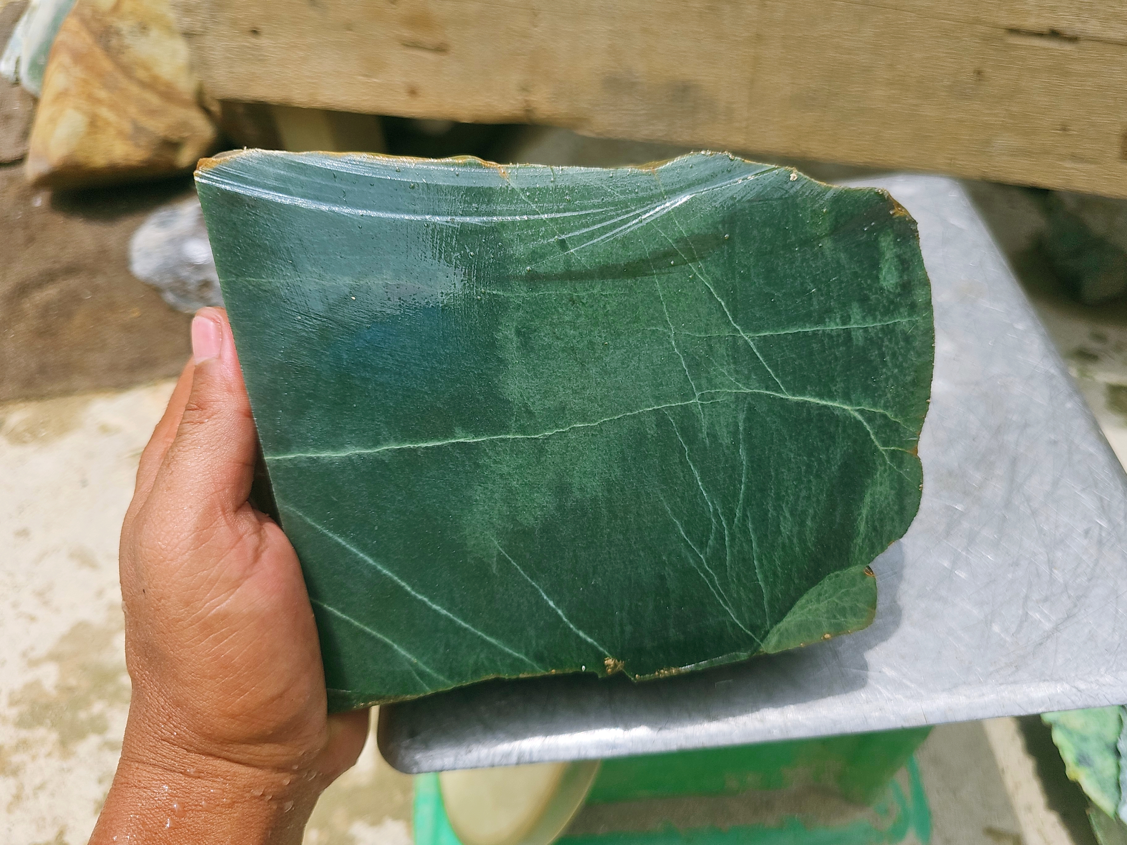 Natural Dark Green Nephrite Jade Rough Slab – 2.2 KG
