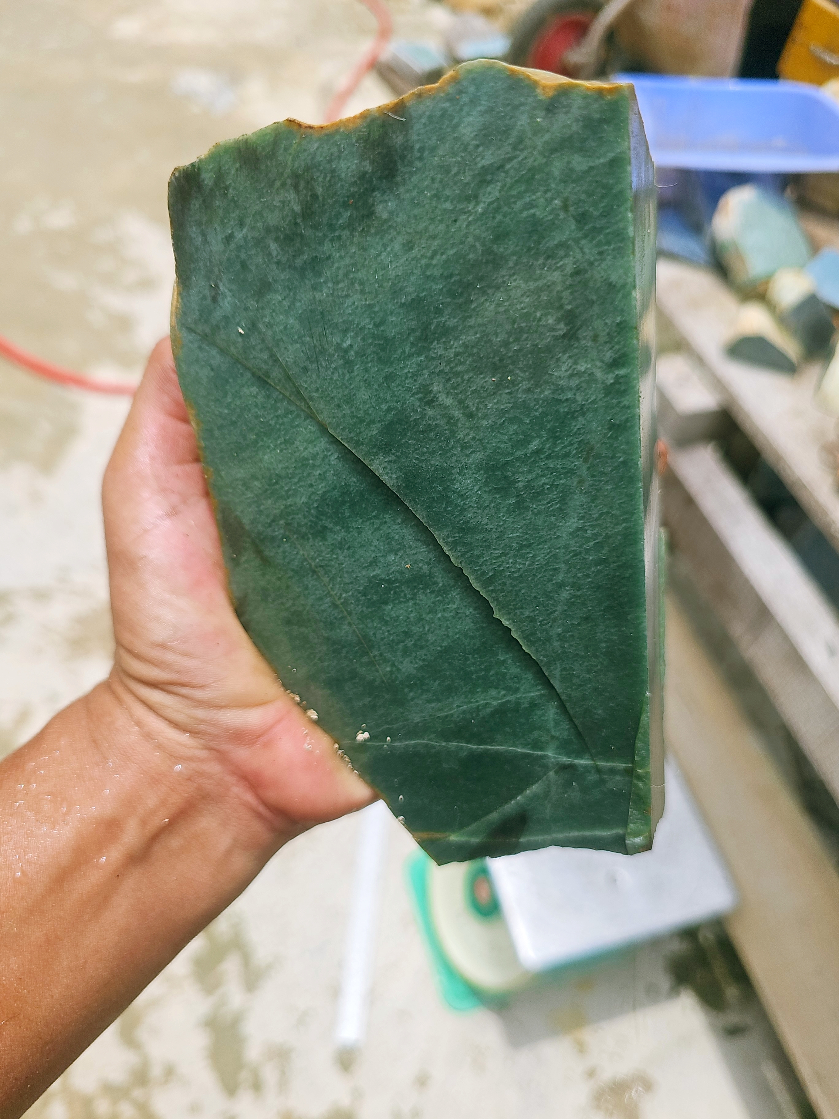 Natural Dark Green Nephrite Jade Rough Slab – 2.5 KG