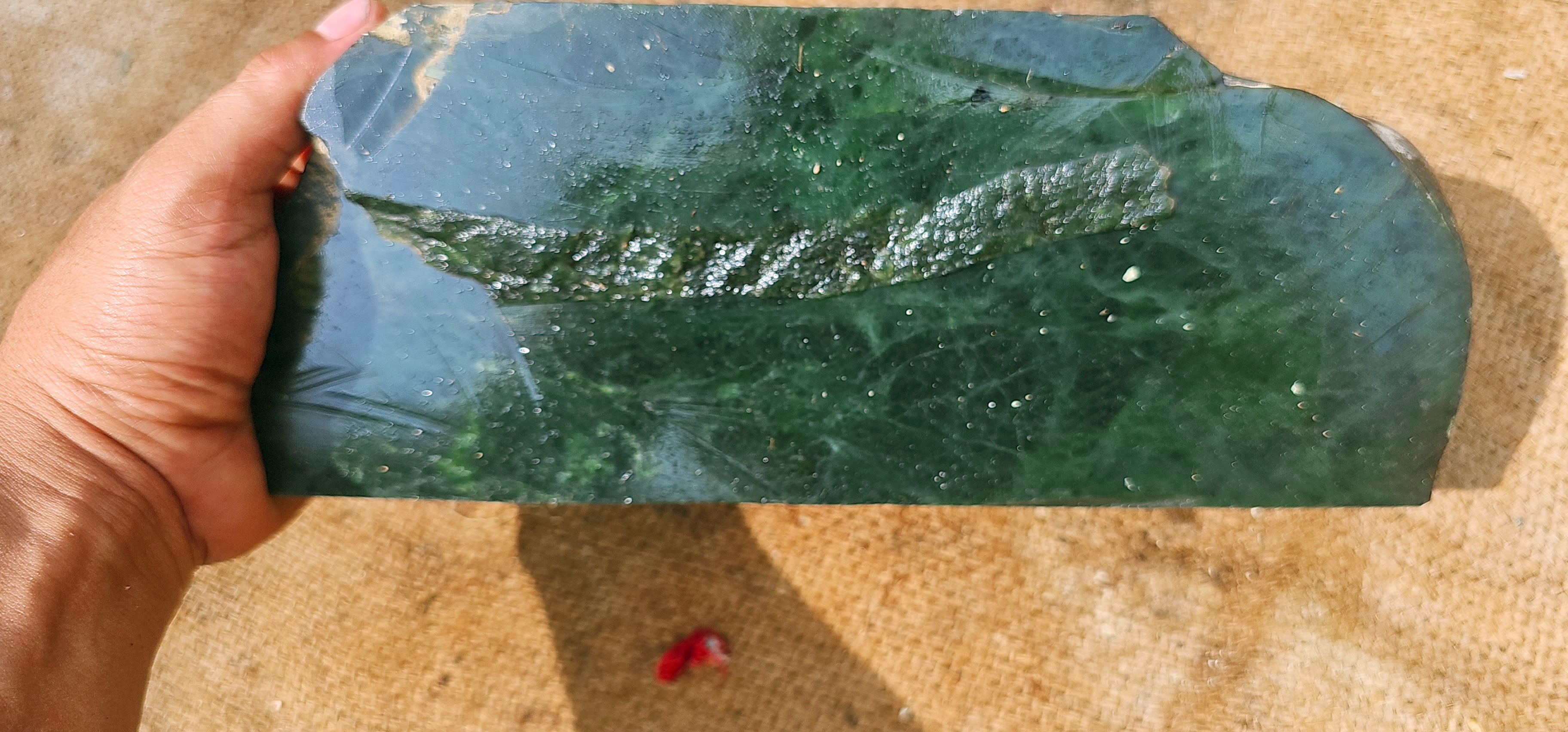 Natural Dark Green Nephrite Jade Rough Stone – Blue-Green Patterns, 5.3 KG
